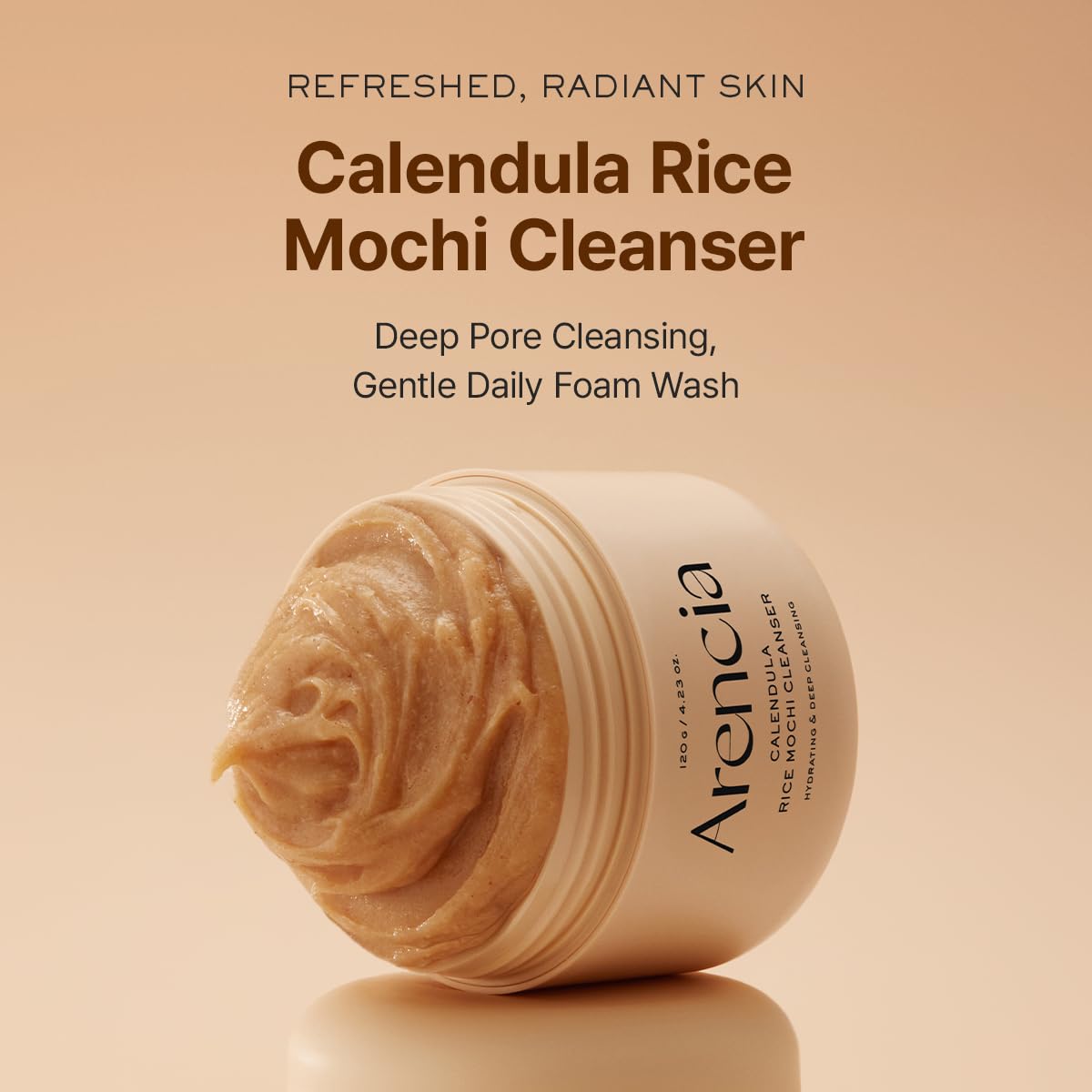 ARENCIA Korean Rice Mochi Face Cleanser - Face Wash, Gentle Scrub All in One for Deep Cleansing, Moisturizing, Pore Minimizing, Acne-Prone Skin, Removing Blackhead with Rice Water & Green Tea