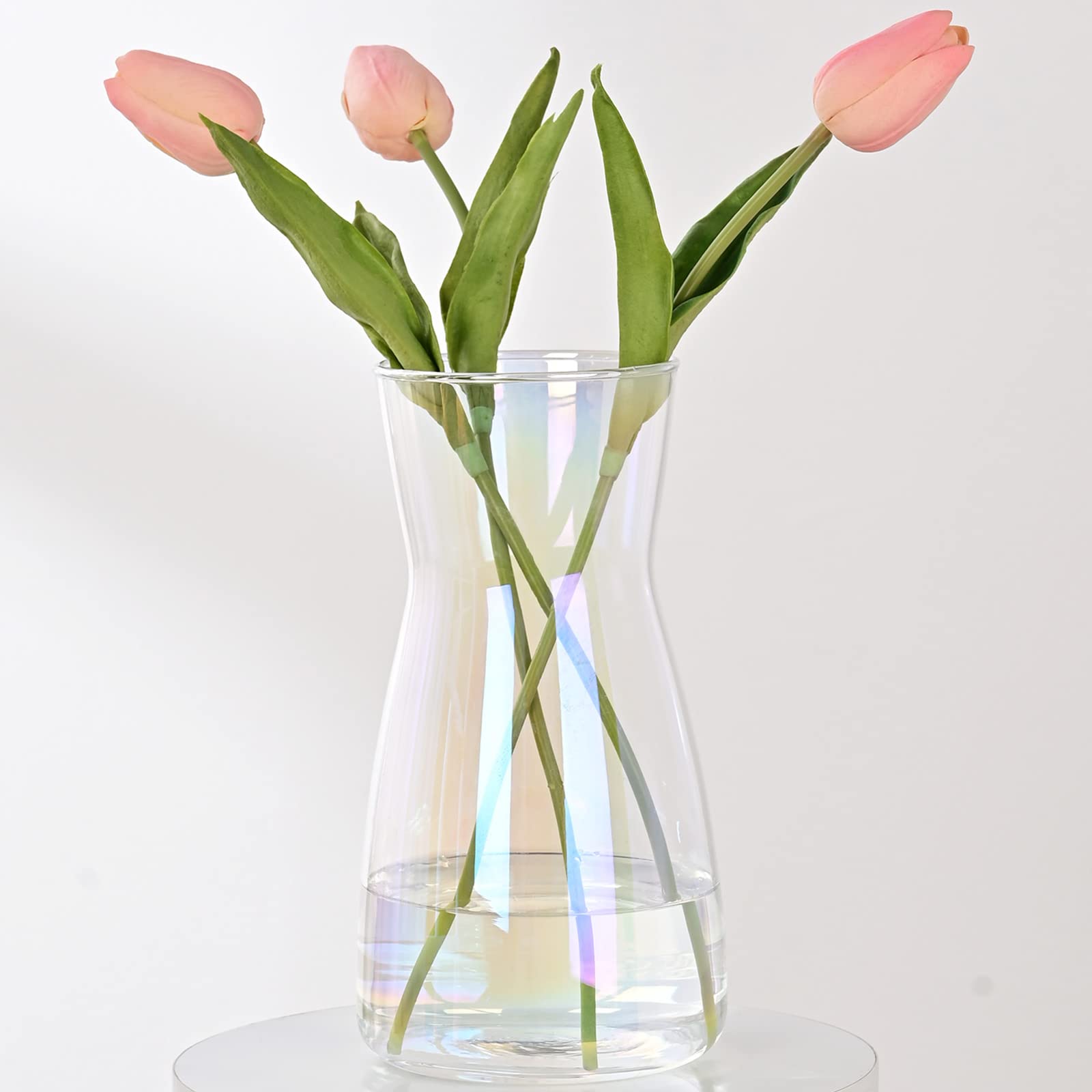 8 inch Clear Glass Flower Vases for Centerpiece Table Home Indoor Desk Decor,Ins Modern Boho Style Vase for Wedding Housewarming Gift