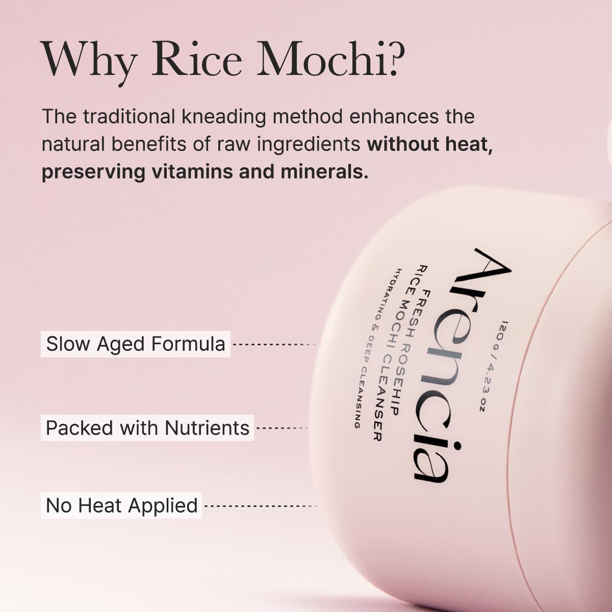 ARENCIA Korean Rice Mochi Face Cleanser - Face Wash, Gentle Scrub All in One for Deep Cleansing, Moisturizing, Pore Minimizing, Acne-Prone Skin, Removing Blackhead with Rice Water & Green Tea