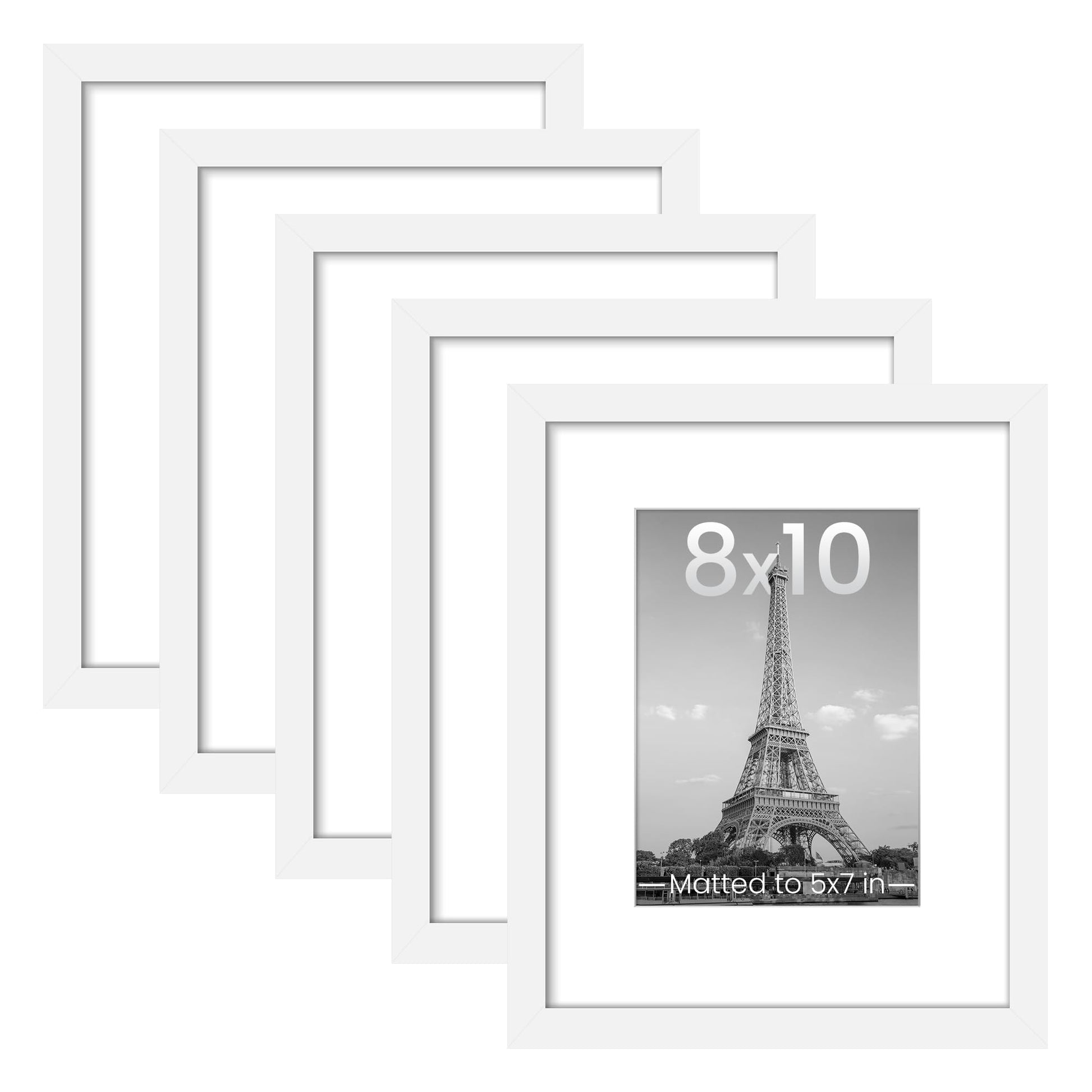 upsimples 11x14 Picture Frame Set of 5, Display Pictures 8x10 with Mat or 11x14 Without Mat, Wall Gallery Photo Frames, Black