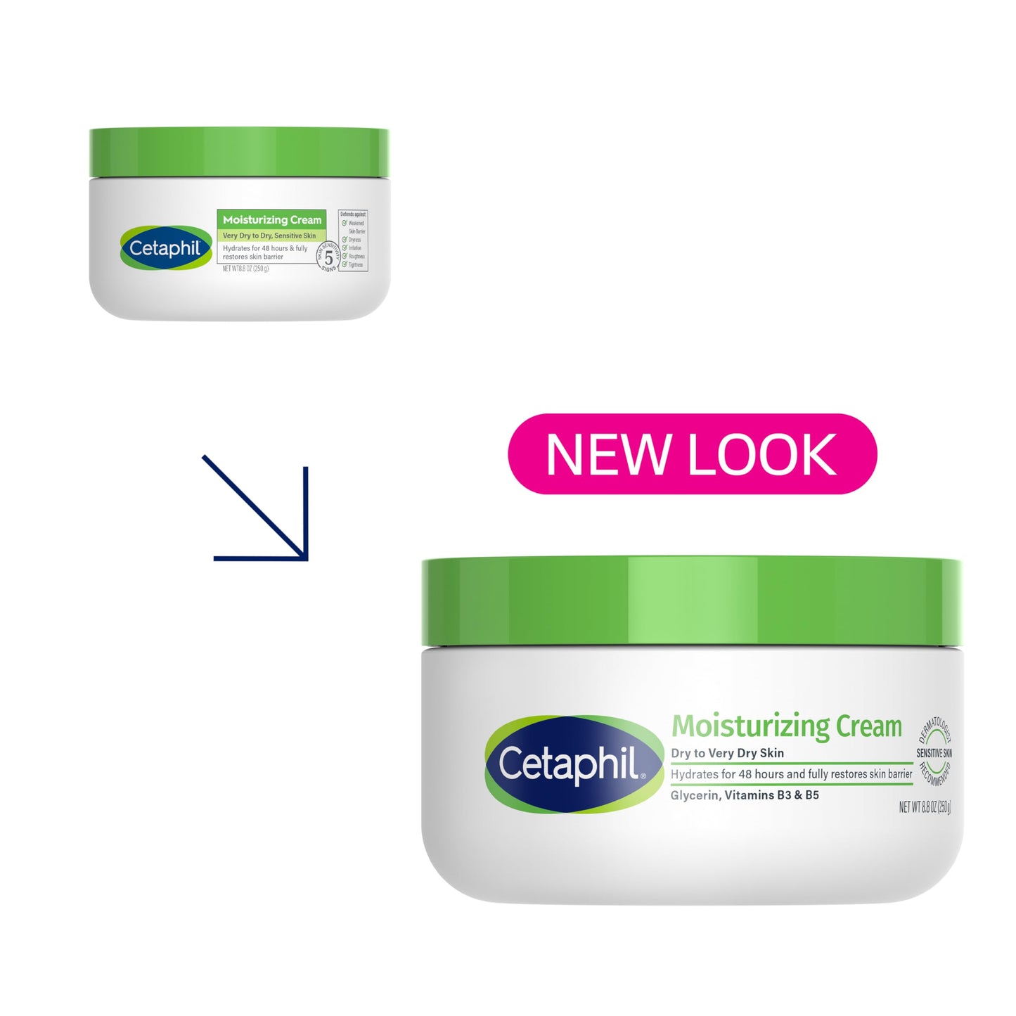 Cetaphil Face & Body Moisturizer, Hydrating Moisturizing Cream for Dry to Very Dry, Sensitive Skin, NEW 16 oz 2 Pack, Fragrance Free, Non-Comedogenic, Non-Greasy