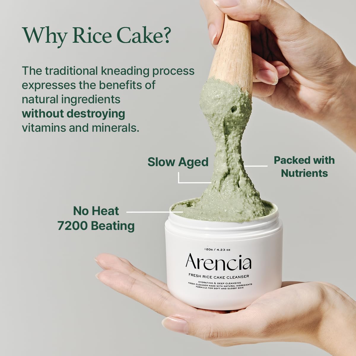 ARENCIA Korean Rice Mochi Face Cleanser - Face Wash, Gentle Scrub All in One for Deep Cleansing, Moisturizing, Pore Minimizing, Acne-Prone Skin, Removing Blackhead with Rice Water & Green Tea