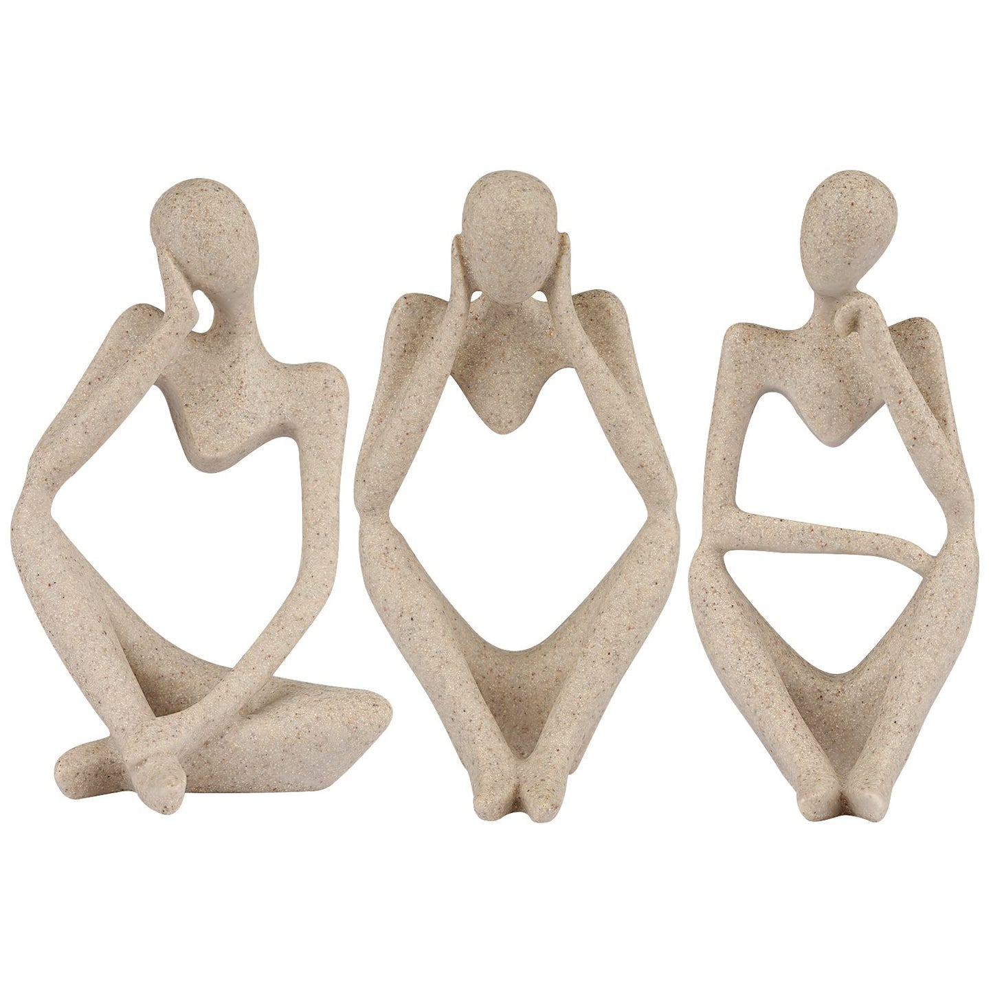 Sandstone Resin Thinker Style Abstract Sculpture Statue Collectible Figurines Home Office Bookshelf Desktop Decor(Small Sandstone,Left)