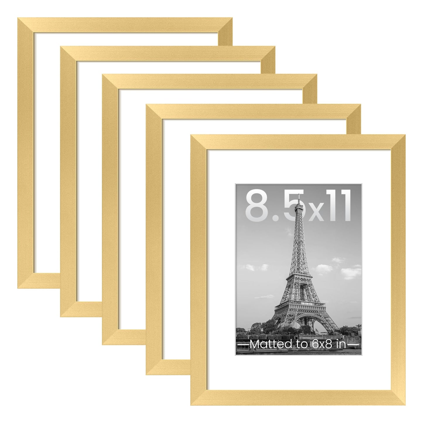 upsimples 11x14 Picture Frame Set of 5, Display Pictures 8x10 with Mat or 11x14 Without Mat, Wall Gallery Photo Frames, Black