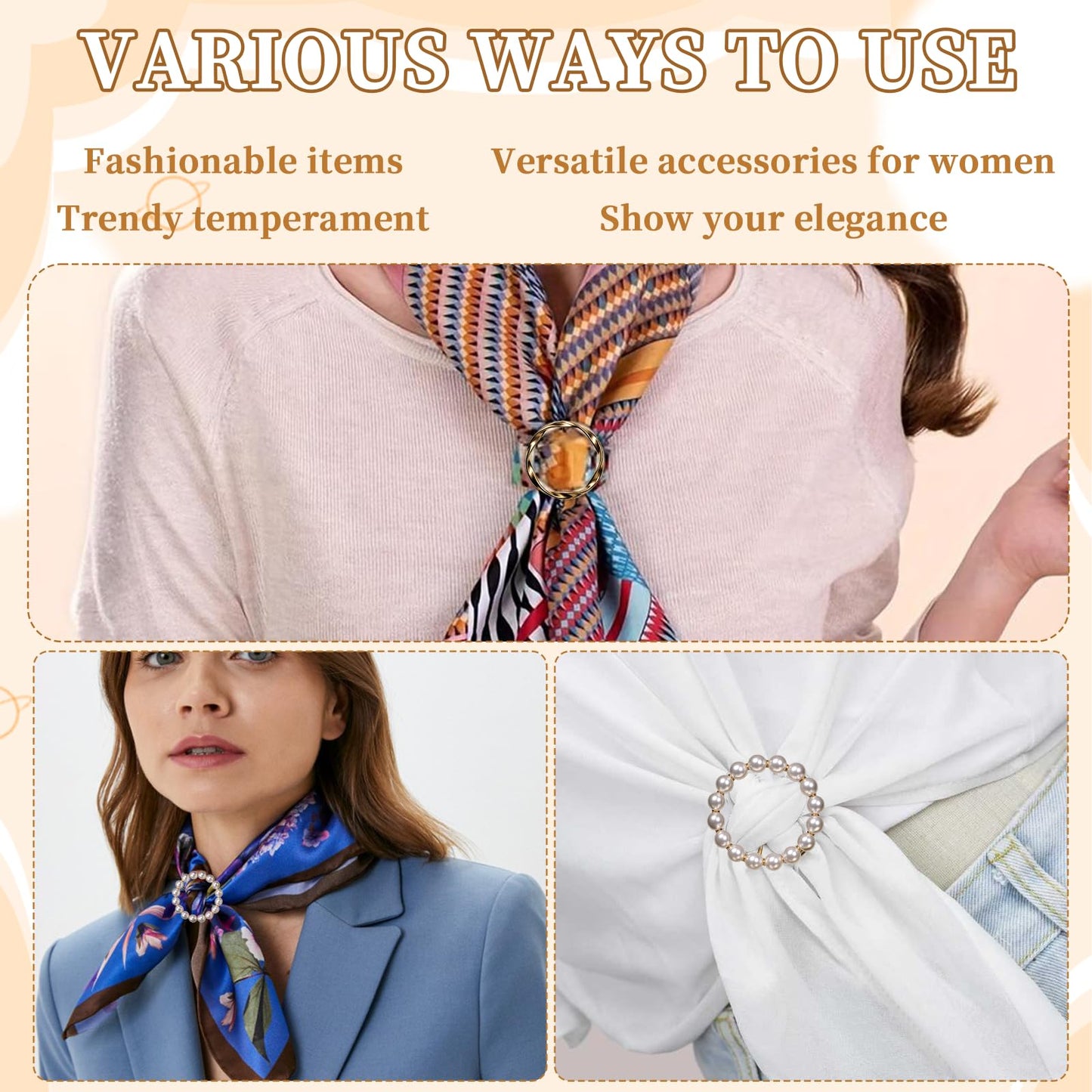 12PCS Scarf Ring and Shirt Clips for Women Clothing - Premium Scarf Clip and Shirt Ties Clips for Women Fashion Accessories, Gold/Silver