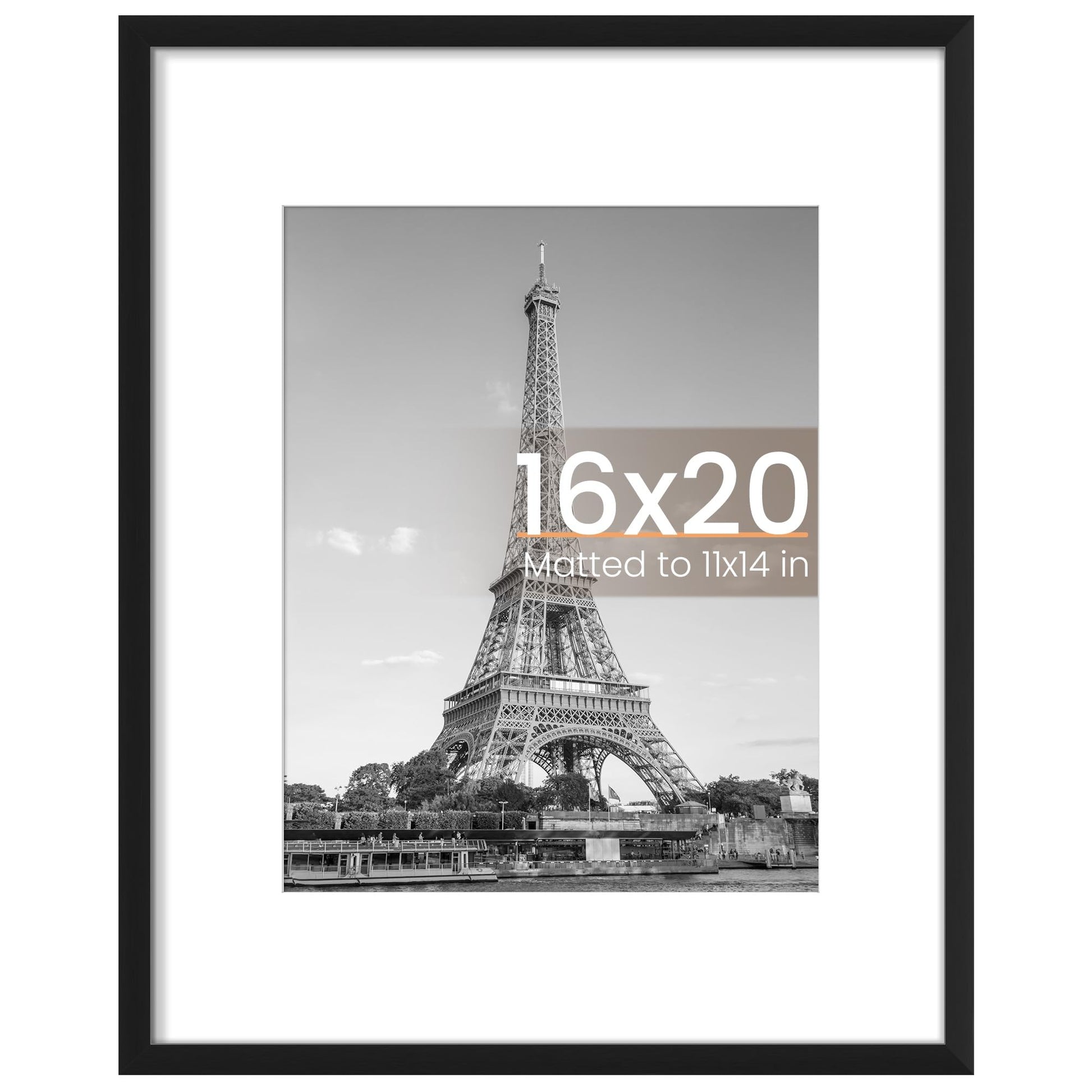 upsimples 11x14 Picture Frame, Display Pictures 8x10 with Mat or 11x14 Without Mat, Wall Hanging Photo Frame, Black, 1 Pack