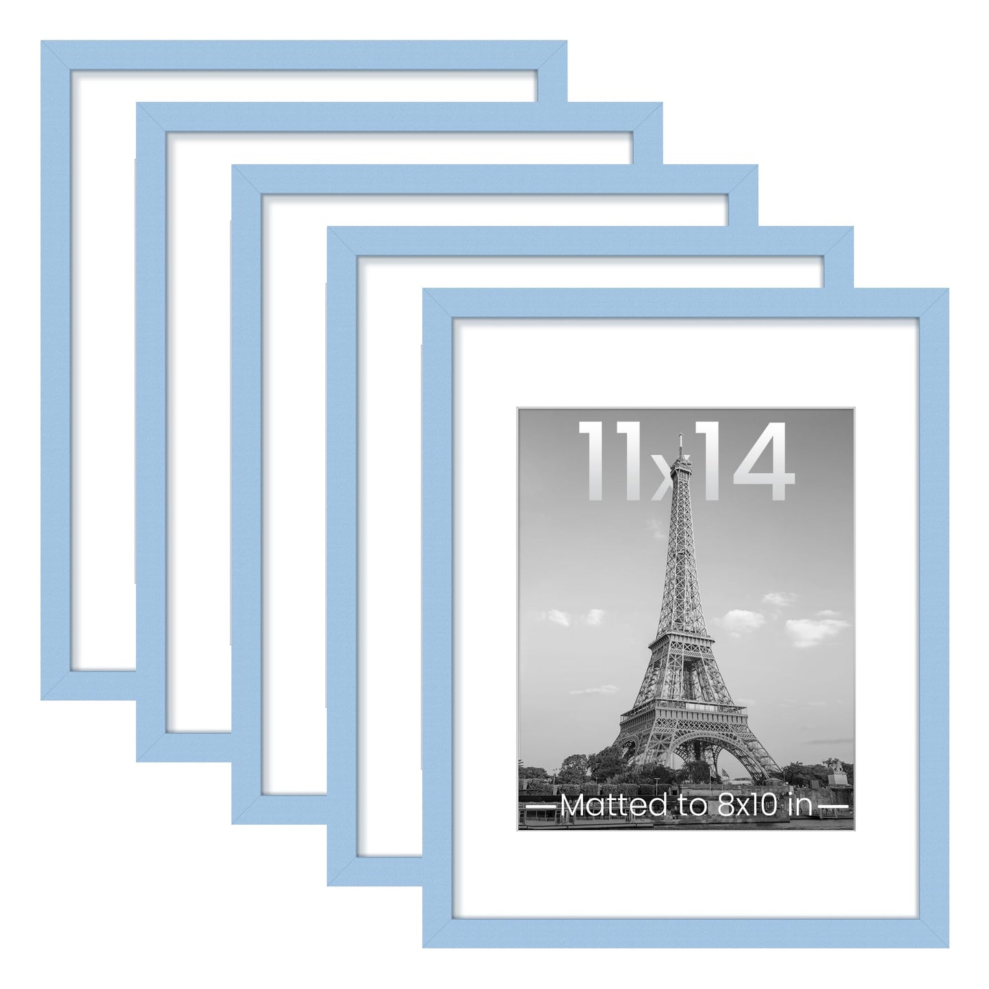 upsimples 11x14 Picture Frame Set of 5, Display Pictures 8x10 with Mat or 11x14 Without Mat, Wall Gallery Photo Frames, Black