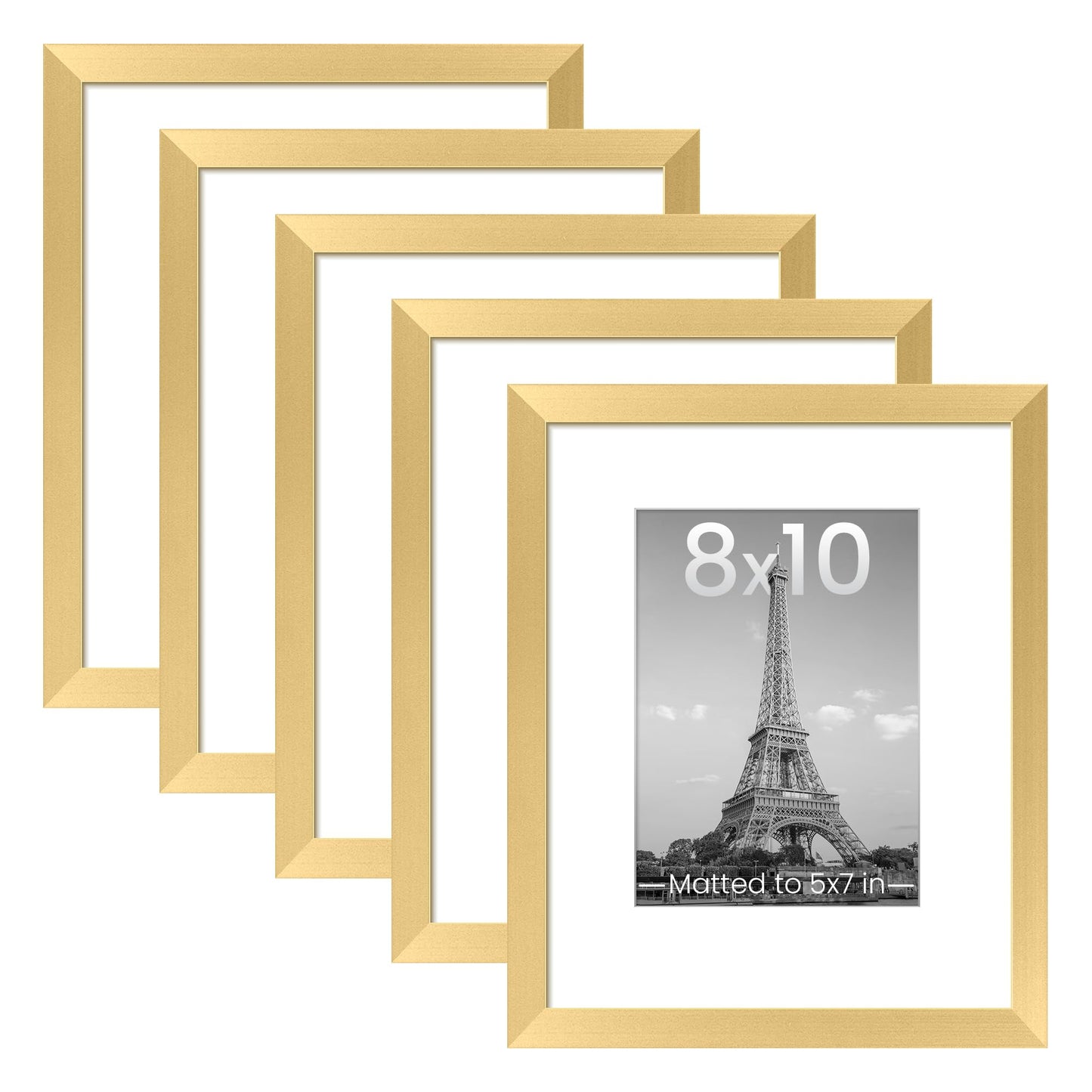 upsimples 11x14 Picture Frame Set of 5, Display Pictures 8x10 with Mat or 11x14 Without Mat, Wall Gallery Photo Frames, Black