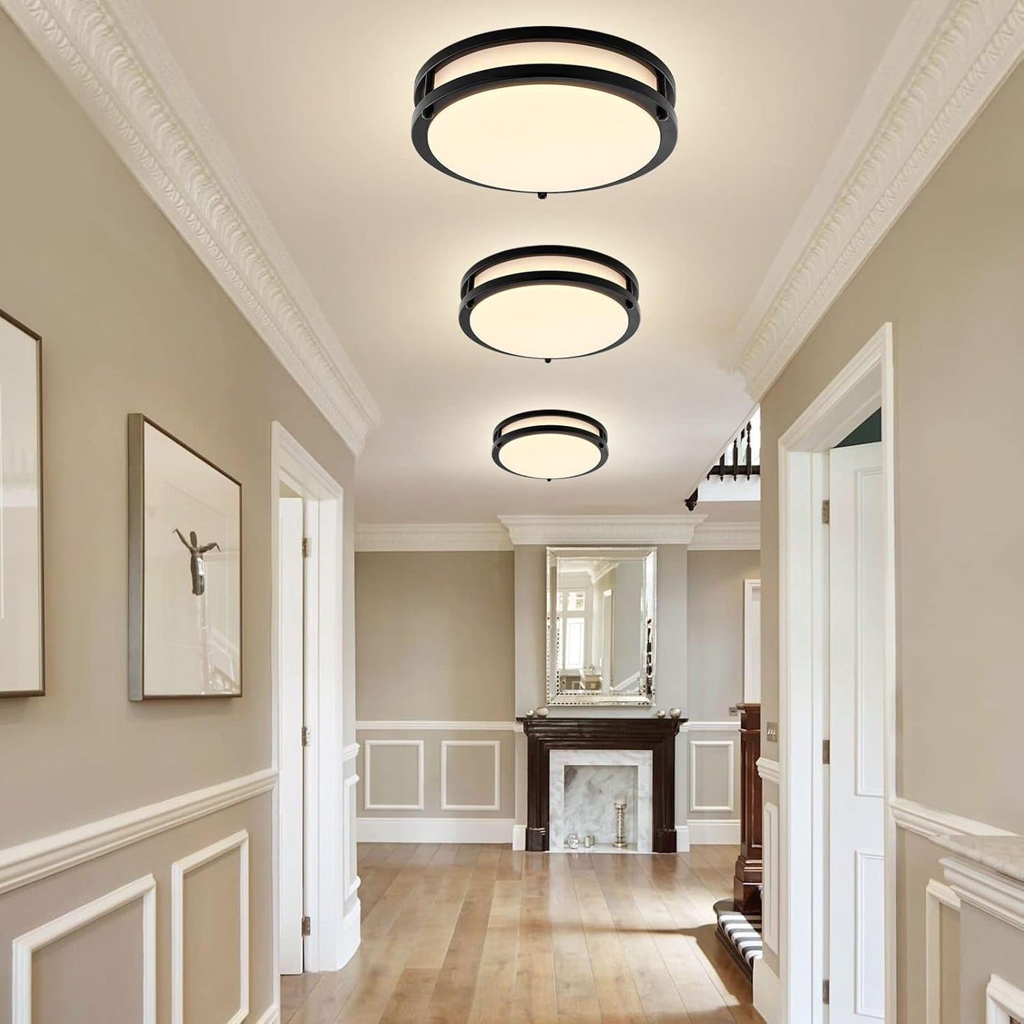 2-Pack 10Inch 30W LED Flush Mount Ceiling Light Fixtures Black, Ultra Bright 3200LM Dimmable Ceiling Lights, 5CCT 2700K 3000K 4000K 5000K 6500K, Ceiling Lamps for Kitchen Hallway Bedroom Bathroom