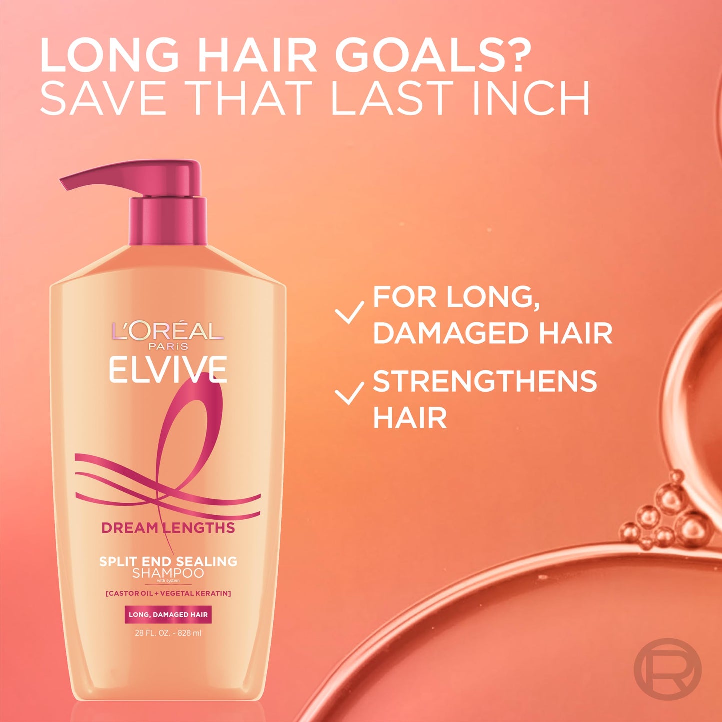 L'Oreal Paris Elvive Dream Lengths Shampoo and Conditioner Kit, Paraben Free, 1 kit