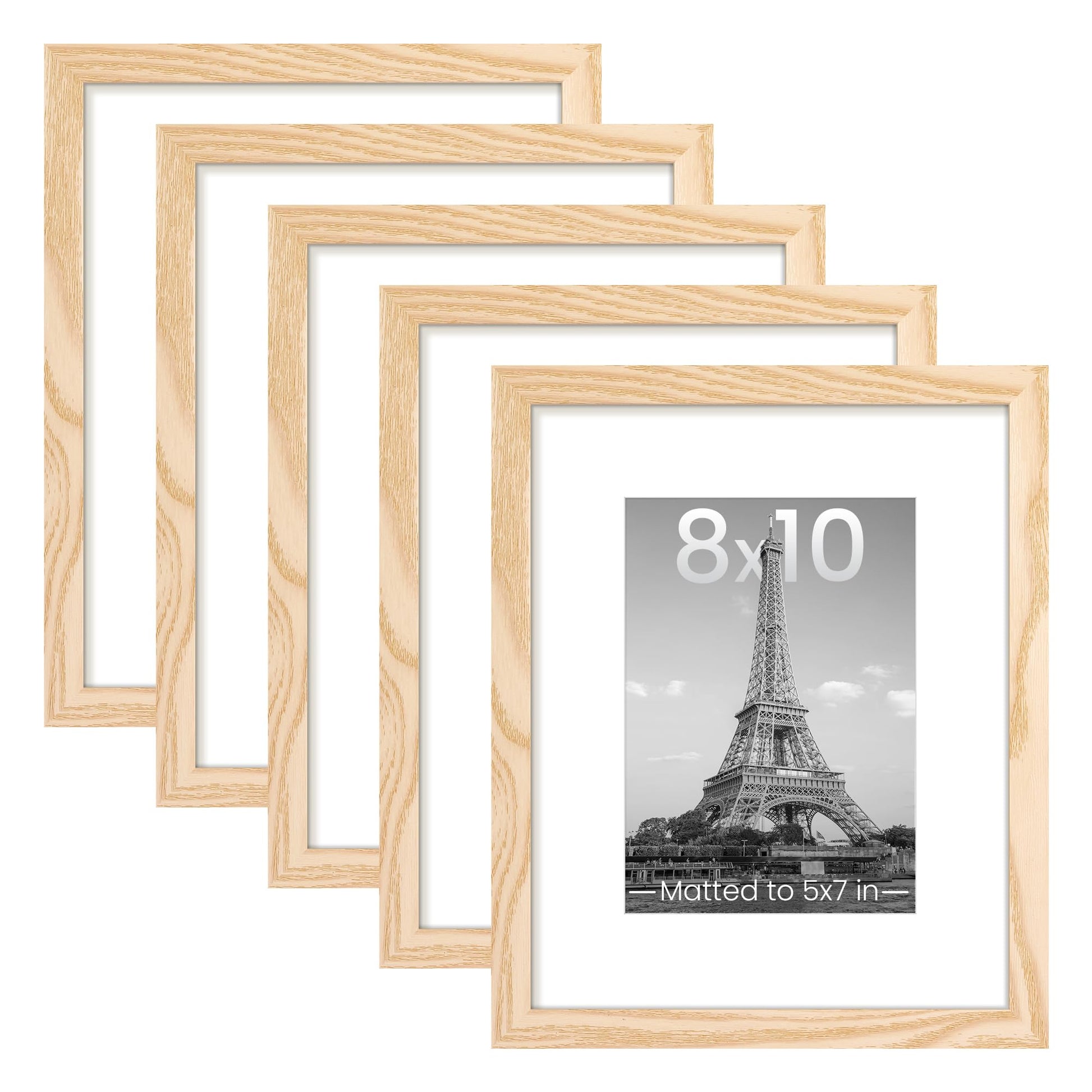 upsimples 11x14 Picture Frame Set of 5, Display Pictures 8x10 with Mat or 11x14 Without Mat, Wall Gallery Photo Frames, Black
