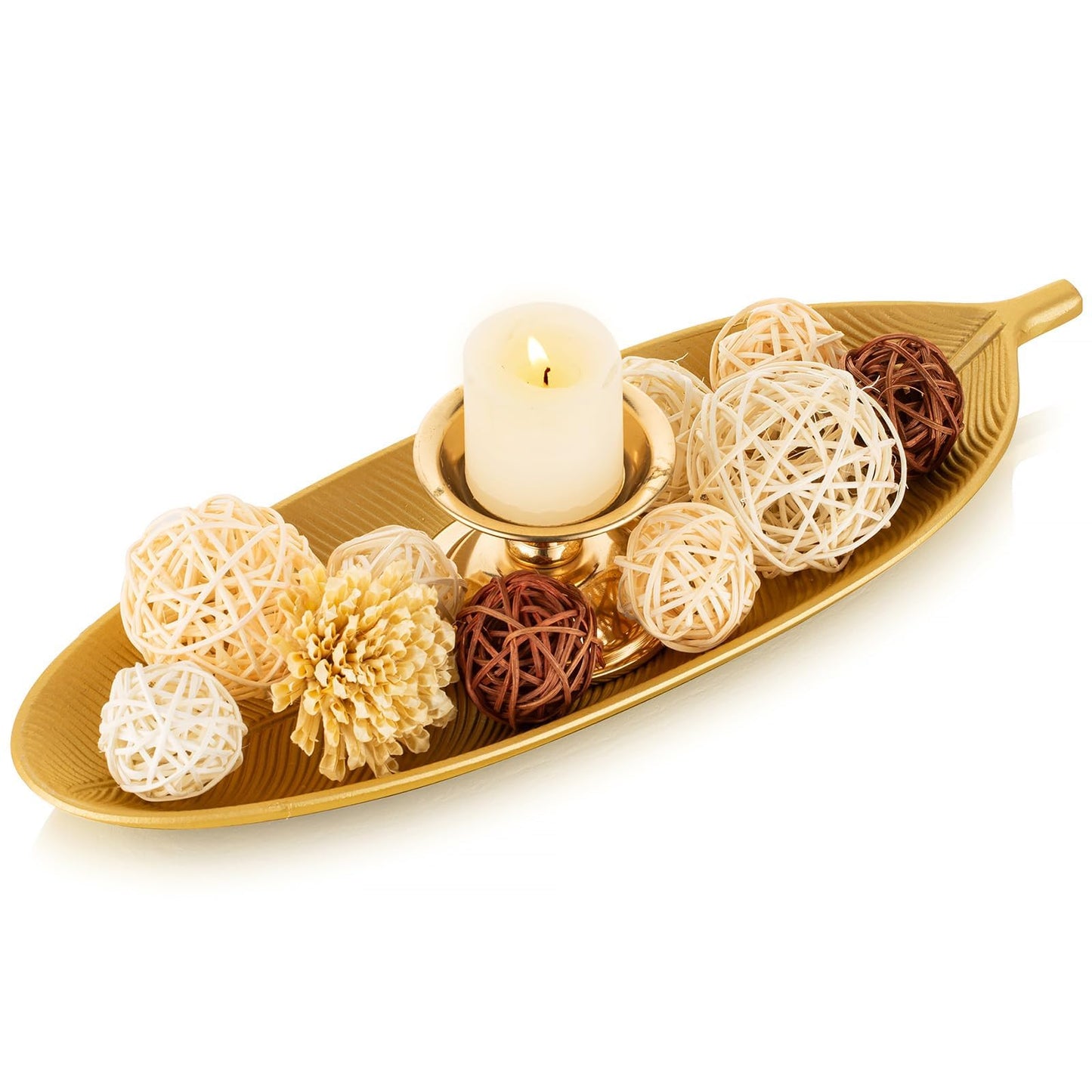 Hanobe Leaf Wooden Decorative Tray: Leaf Shaped Wood Key Tray Decor Plate Bowl for Crystal Candle