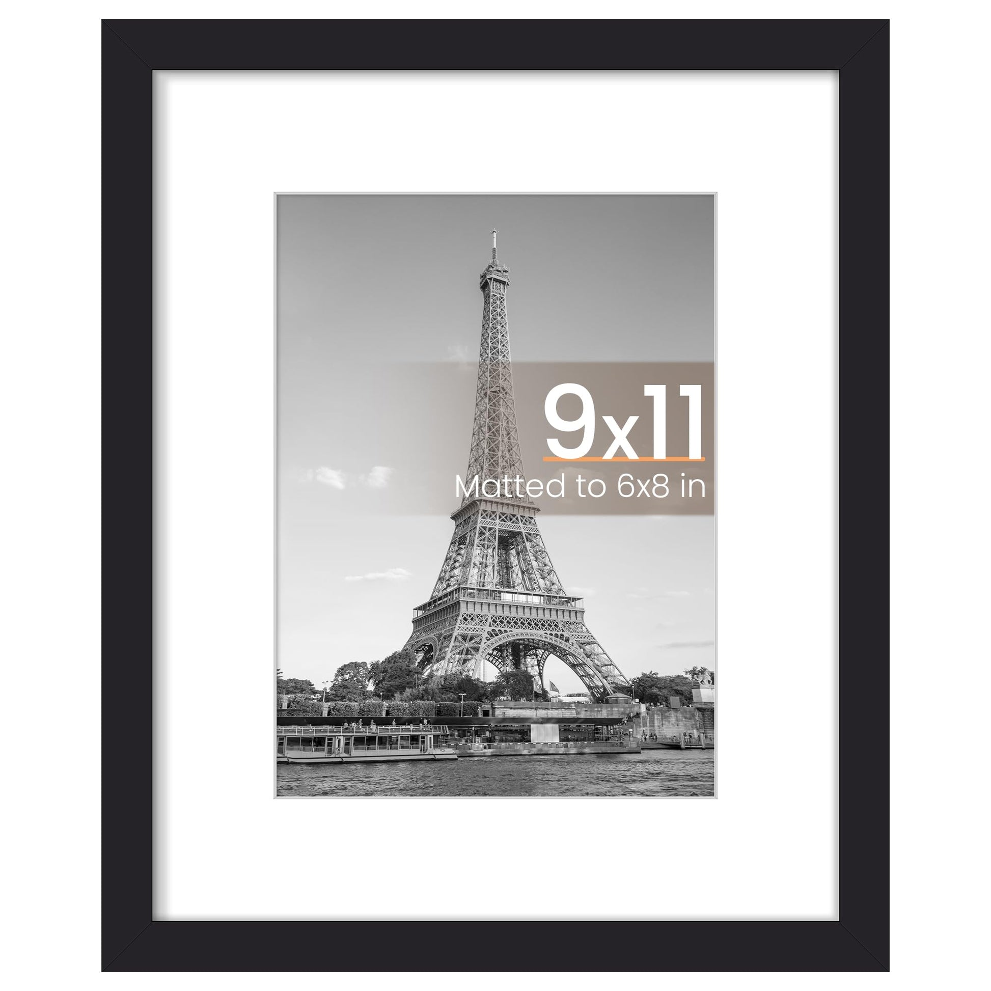 upsimples 11x14 Picture Frame, Display Pictures 8x10 with Mat or 11x14 Without Mat, Wall Hanging Photo Frame, Black, 1 Pack