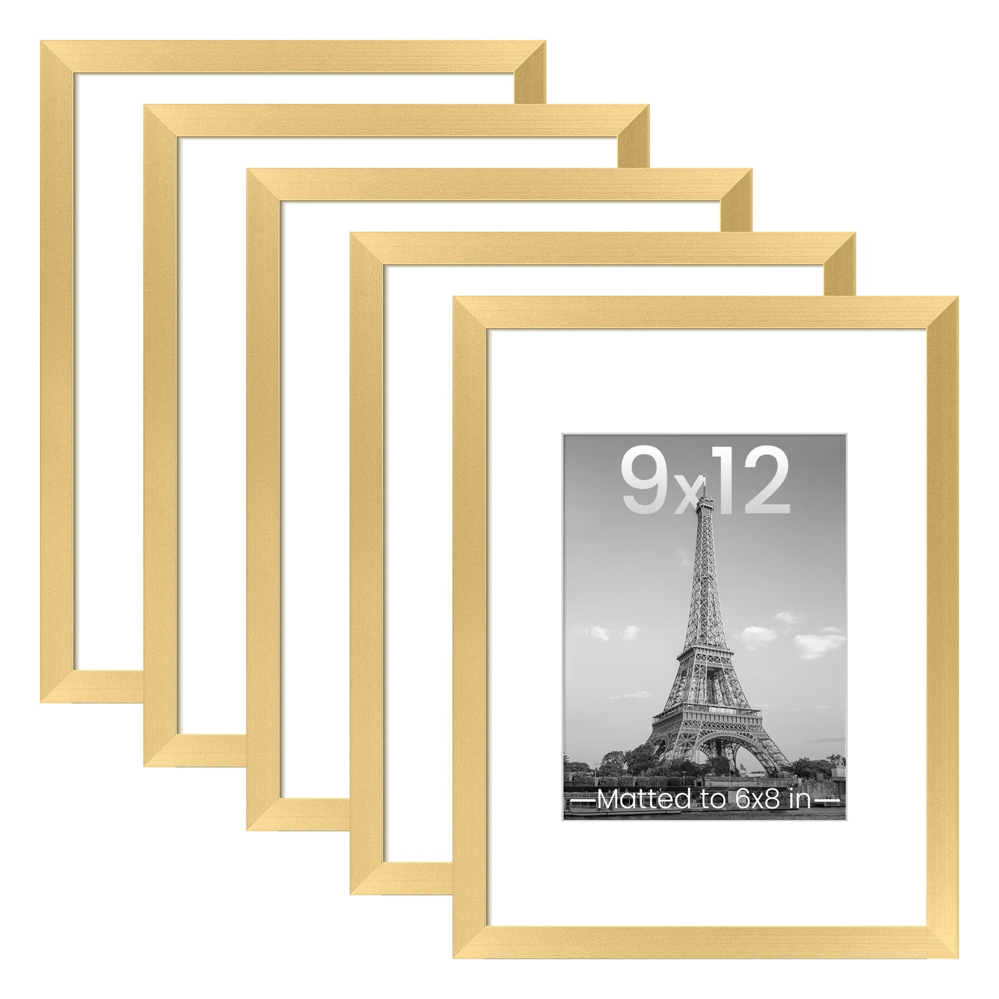 upsimples 11x14 Picture Frame Set of 5, Display Pictures 8x10 with Mat or 11x14 Without Mat, Wall Gallery Photo Frames, Black