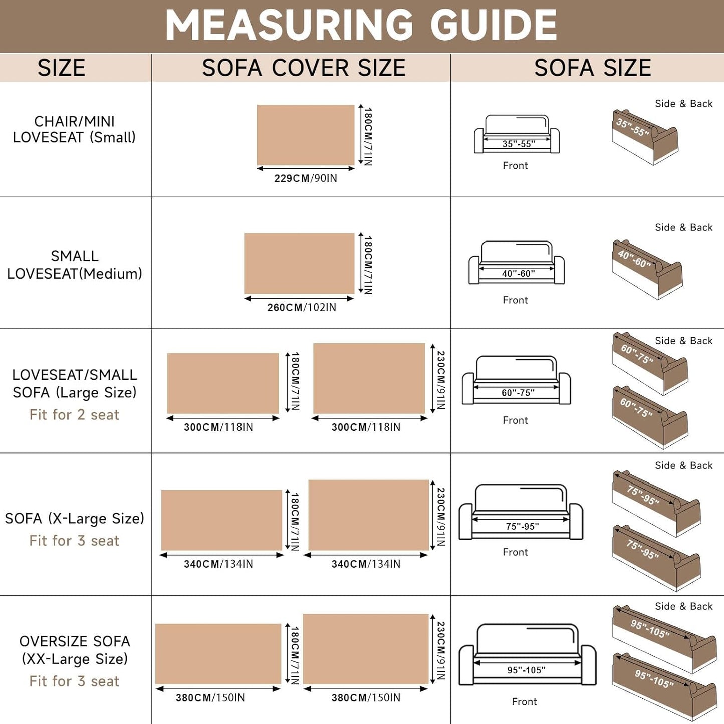 VClife Boho Couch Cover for 3 Cushion Couch Chenille Sofa Cover Sectional Sofa Cover for Dog, Modern Khaki Sofa Slipcover Washable Couch Covers for L-Shape Sofa Reversible Sofa Protector 71''x134''