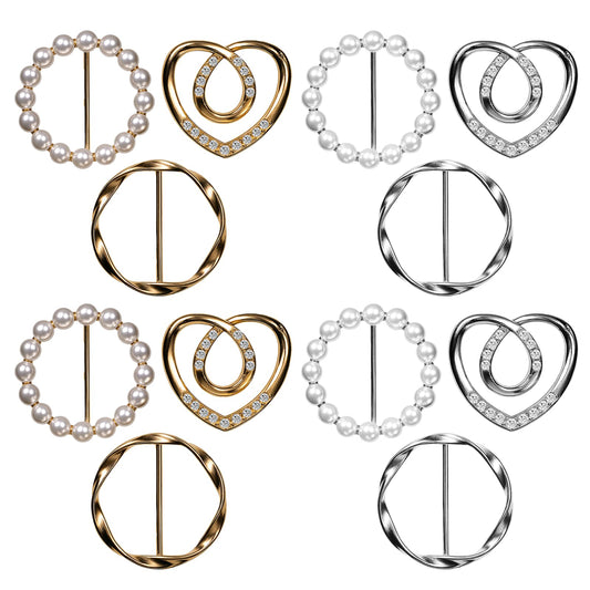 12PCS Scarf Ring and Shirt Clips for Women Clothing - Premium Scarf Clip and Shirt Ties Clips for Women Fashion Accessories, Gold/Silver