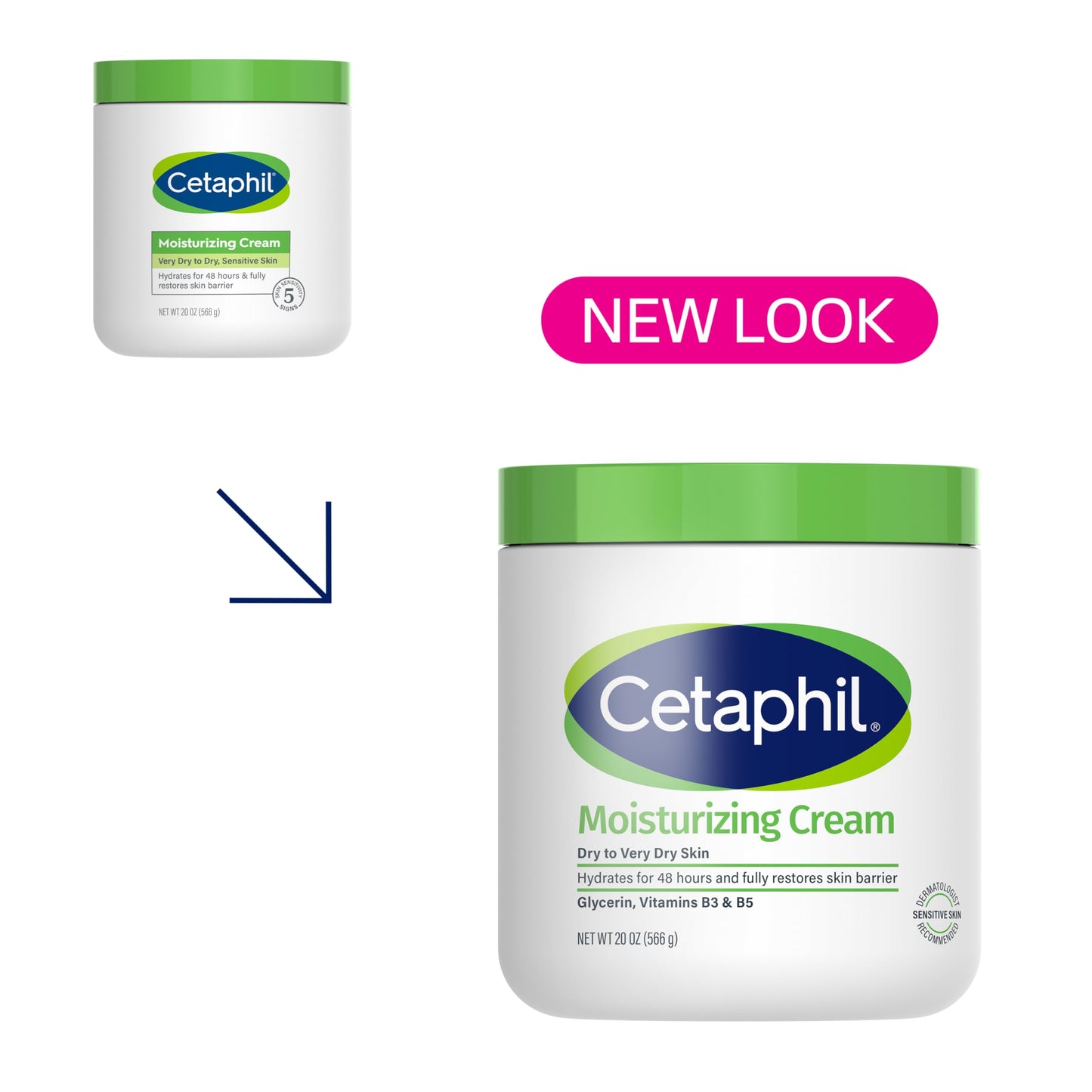 Cetaphil Face & Body Moisturizer, Hydrating Moisturizing Cream for Dry to Very Dry, Sensitive Skin, NEW 16 oz 2 Pack, Fragrance Free, Non-Comedogenic, Non-Greasy