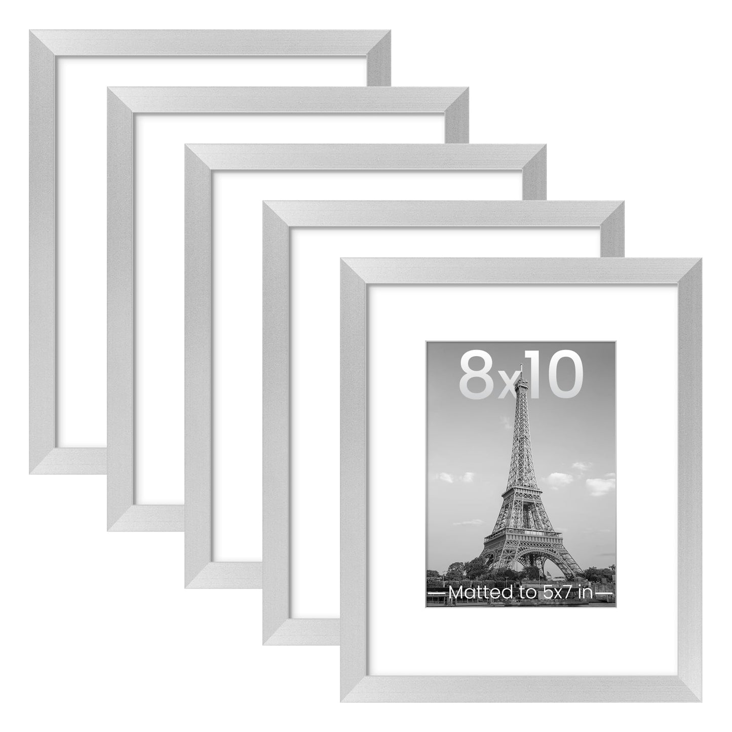 upsimples 11x14 Picture Frame Set of 5, Display Pictures 8x10 with Mat or 11x14 Without Mat, Wall Gallery Photo Frames, Black