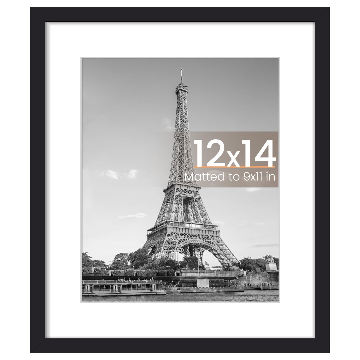 upsimples 11x14 Picture Frame, Display Pictures 8x10 with Mat or 11x14 Without Mat, Wall Hanging Photo Frame, Black, 1 Pack