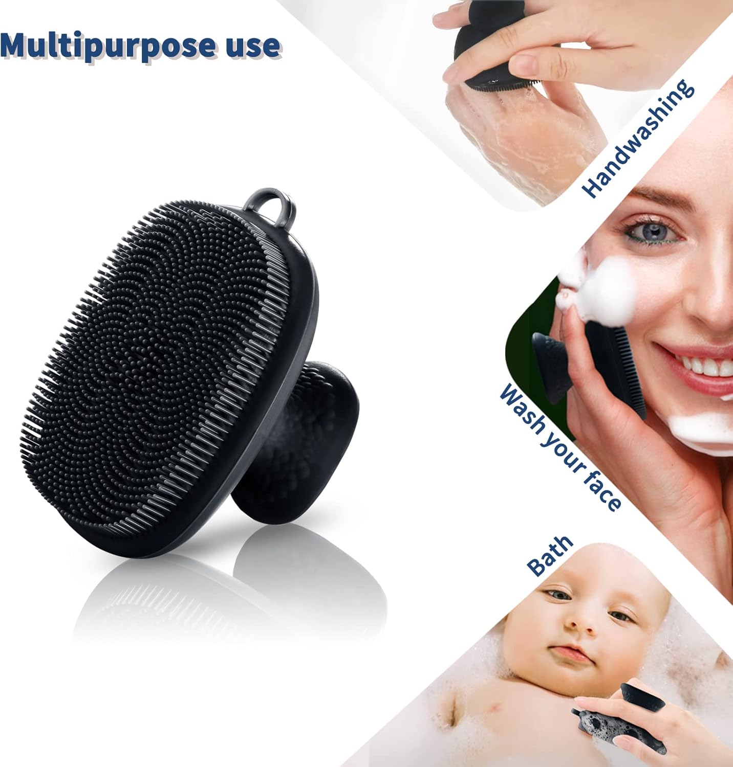 Face Scrubber, Silicone Face Scrubber for Men Facial Cleansing Brush Silicone Face Wash Brush Manual Waterproof Cleansing Skin Care Face Brushes for Exfoliating- Black