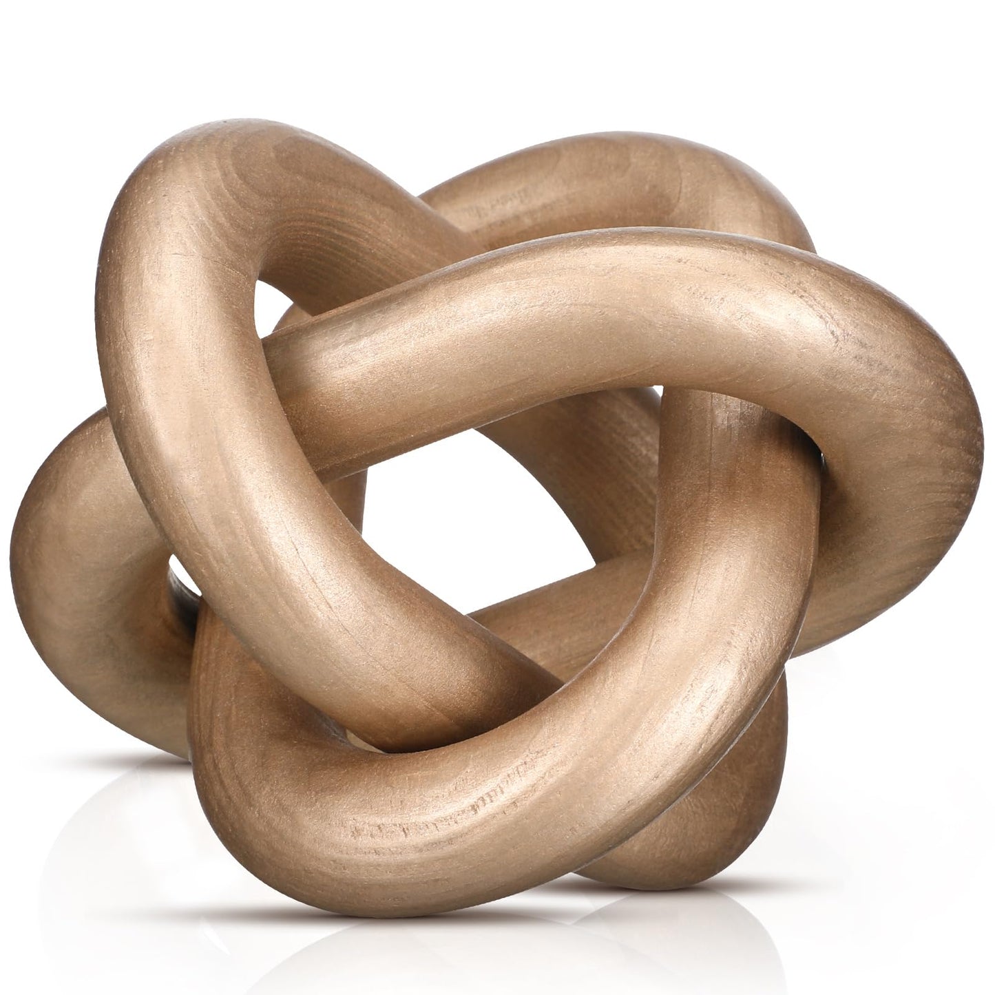 3 Link Wood Knot Decor - Hand Carved Coffee Table Decoration, Boho Chain Link Decor, Modern Shelf, Rustic Objects for Home Living Room Bedroom(White)