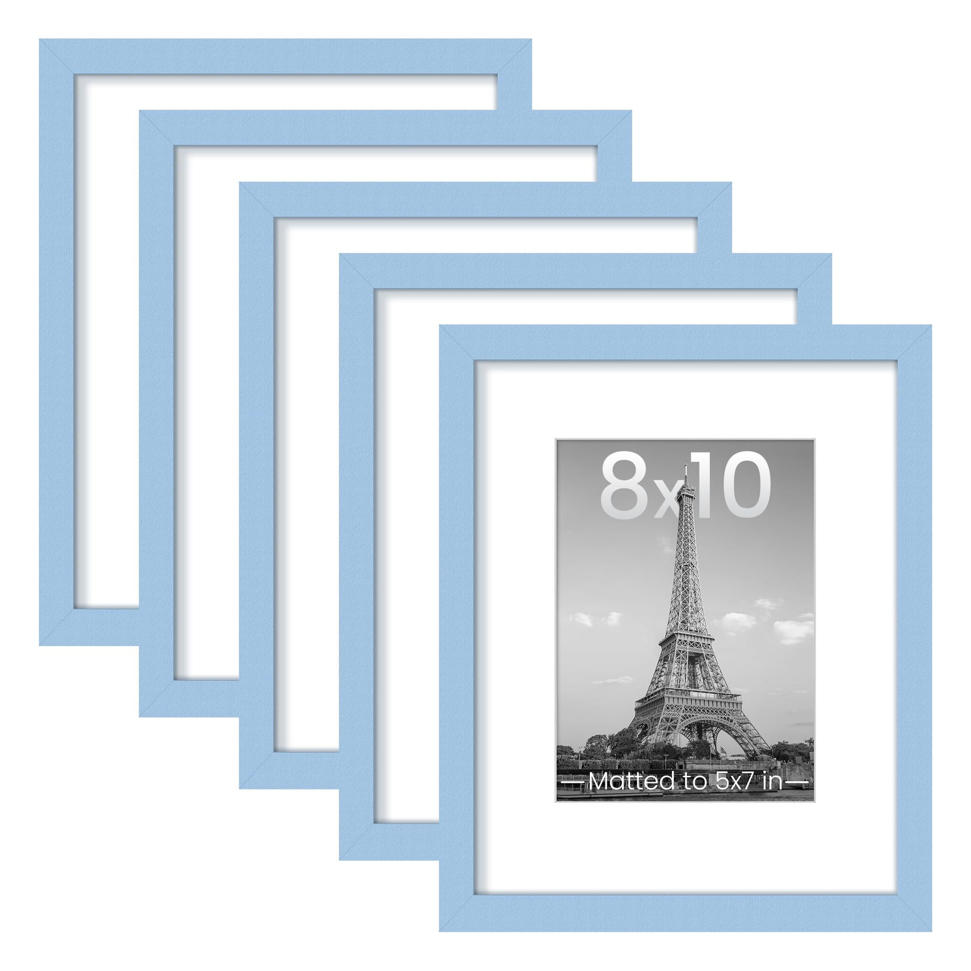 upsimples 11x14 Picture Frame Set of 5, Display Pictures 8x10 with Mat or 11x14 Without Mat, Wall Gallery Photo Frames, Black