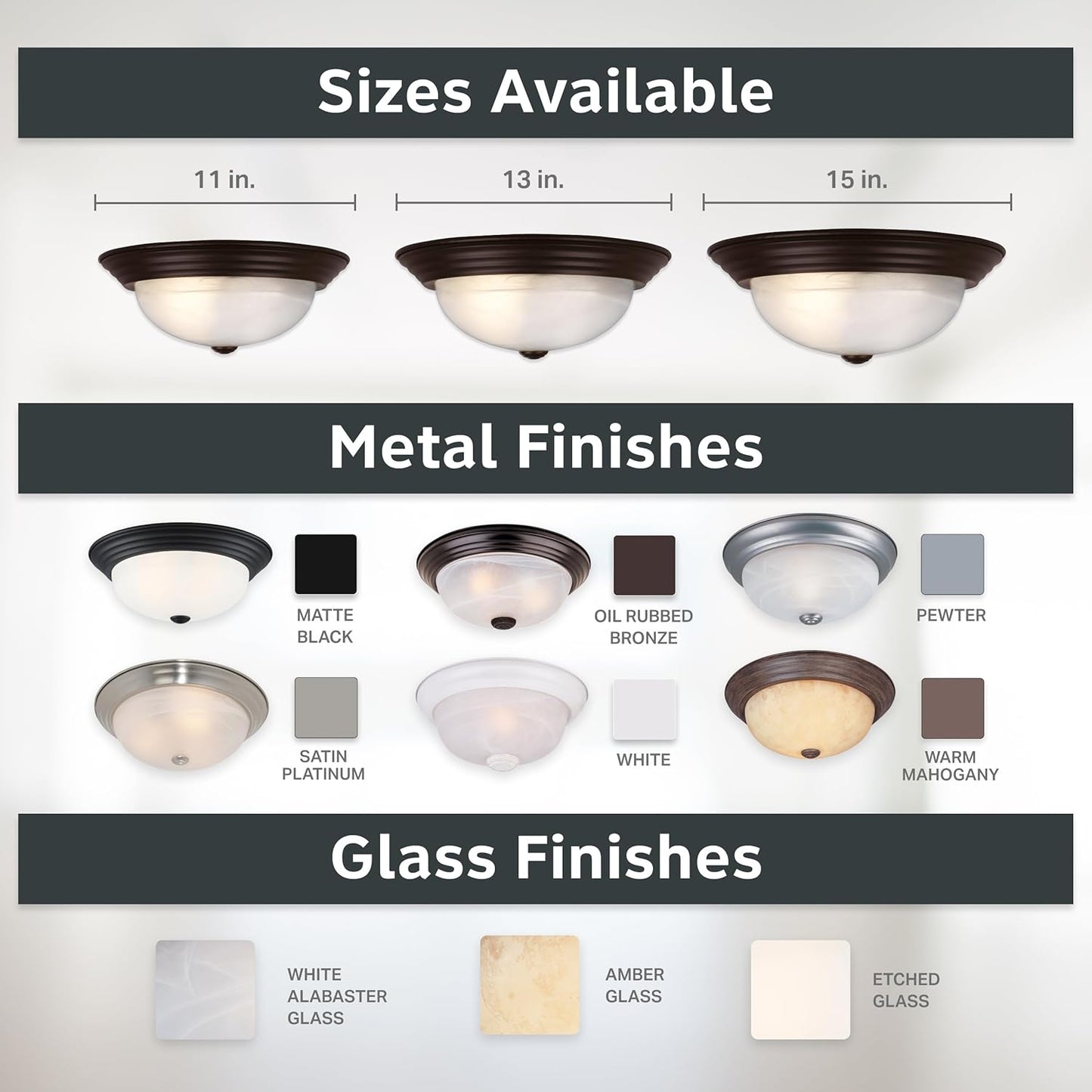 DESIGNERS FOUNTAIN Reedley 2-Lights Flush Mount Ceiling Light, 11 Inch Lighting Fixture for Kitchen, Bedroom, Bathroom, and Hallway, White Alabaster Glass, Oil Rubbed Bronze, 1257S-ORB-AL