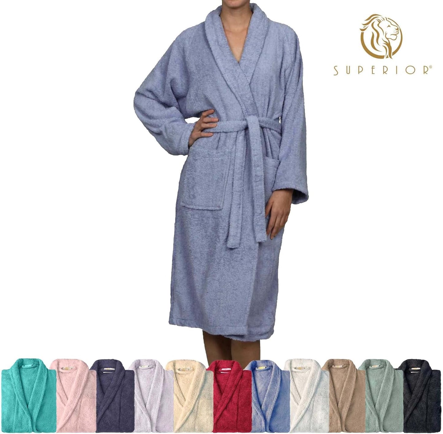 Superior Cotton Unisex Terry Robe, Soft And Absorbent Robes For Men And Women, Bathroom Accessories