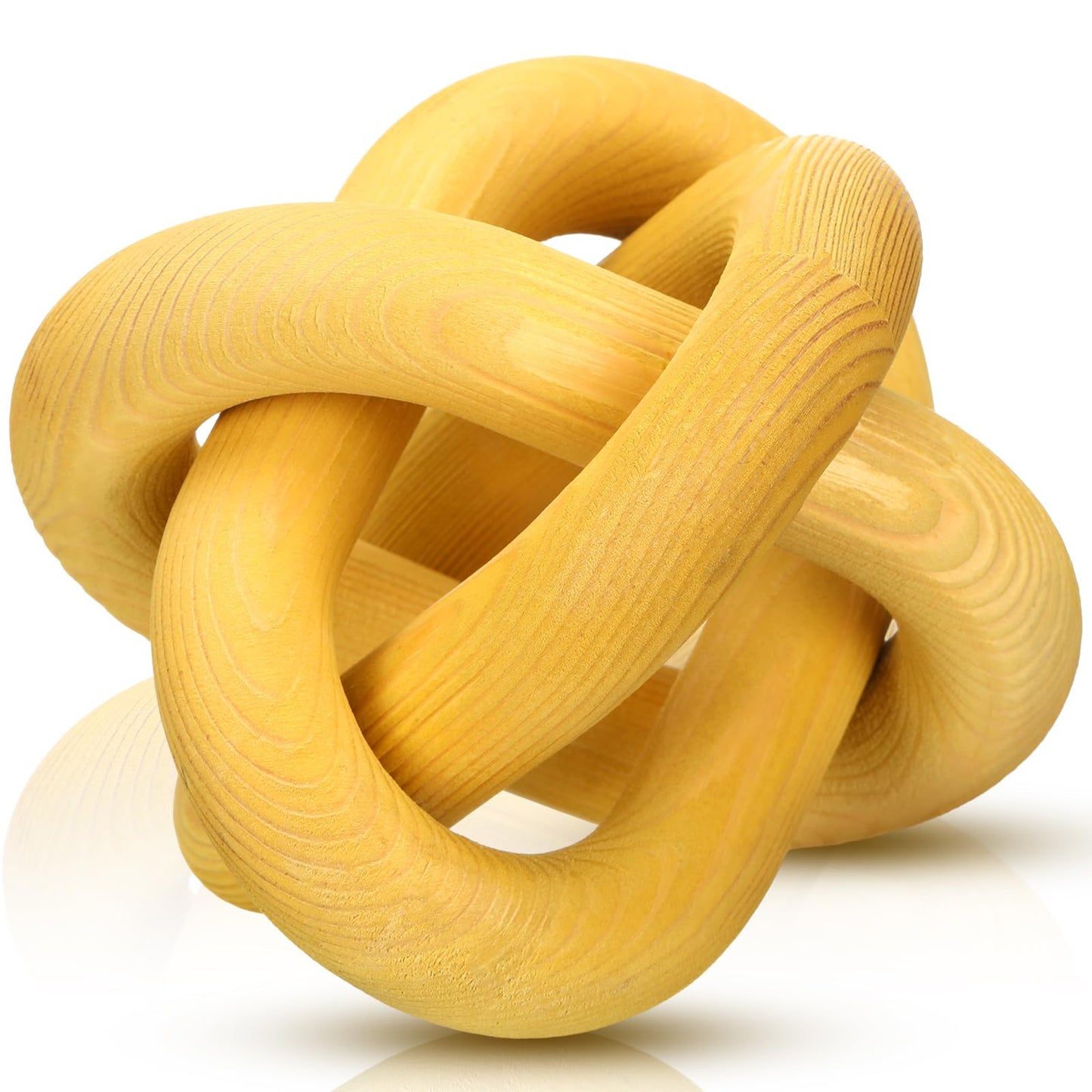 3 Link Wood Knot Decor - Hand Carved Coffee Table Decoration, Boho Chain Link Decor, Modern Shelf, Rustic Objects for Home Living Room Bedroom(White)