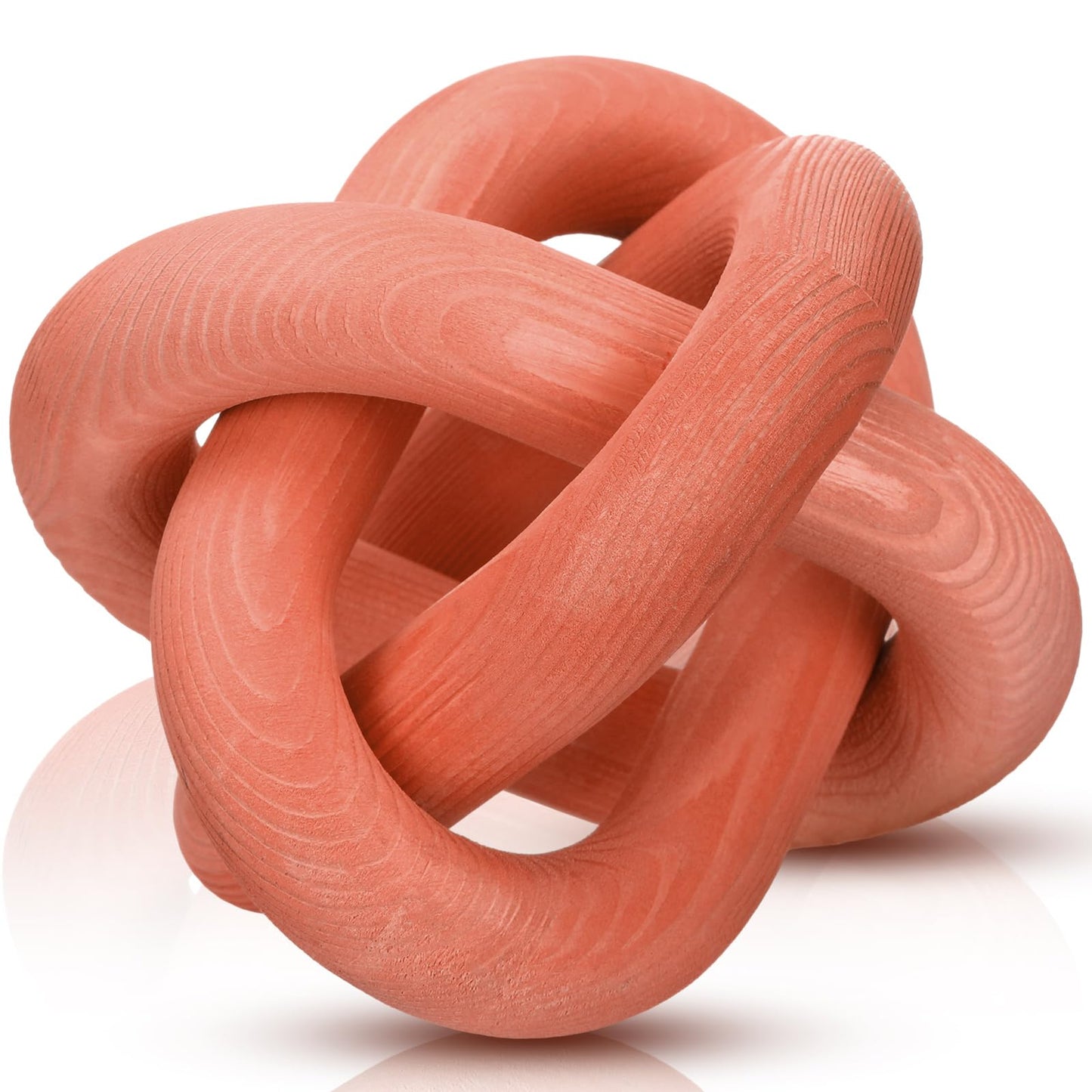 3 Link Wood Knot Decor - Hand Carved Coffee Table Decoration, Boho Chain Link Decor, Modern Shelf, Rustic Objects for Home Living Room Bedroom(White)