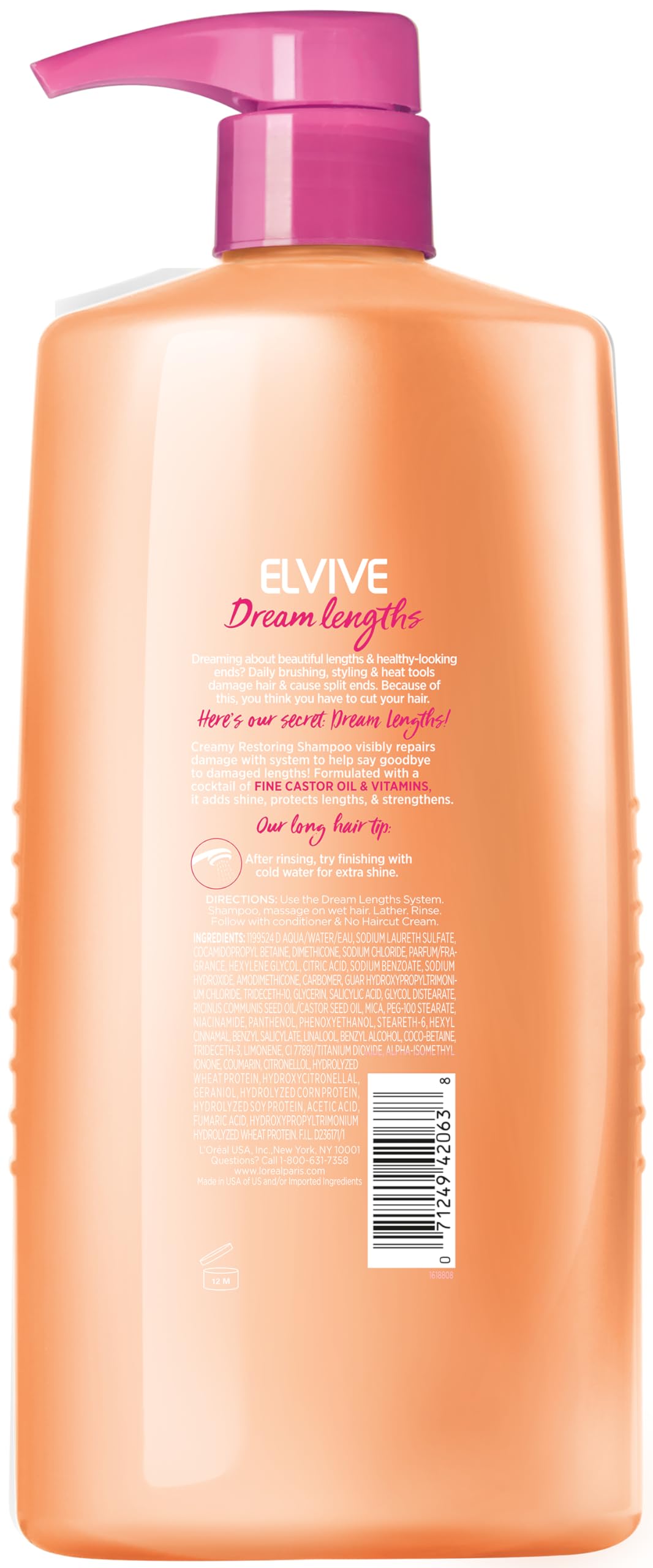 L'Oreal Paris Elvive Dream Lengths Shampoo and Conditioner Kit, Paraben Free, 1 kit