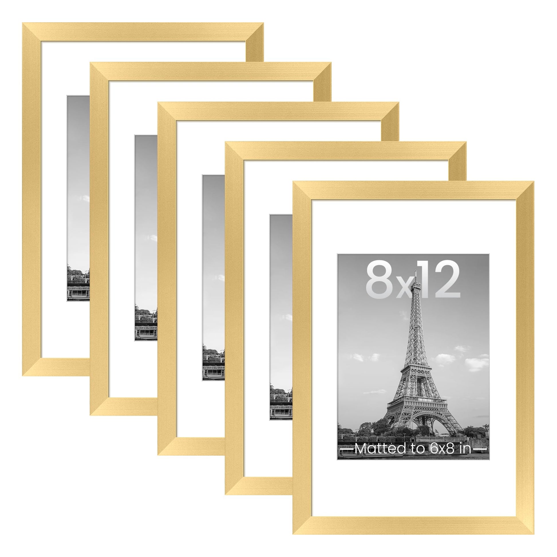 upsimples 11x14 Picture Frame Set of 5, Display Pictures 8x10 with Mat or 11x14 Without Mat, Wall Gallery Photo Frames, Black