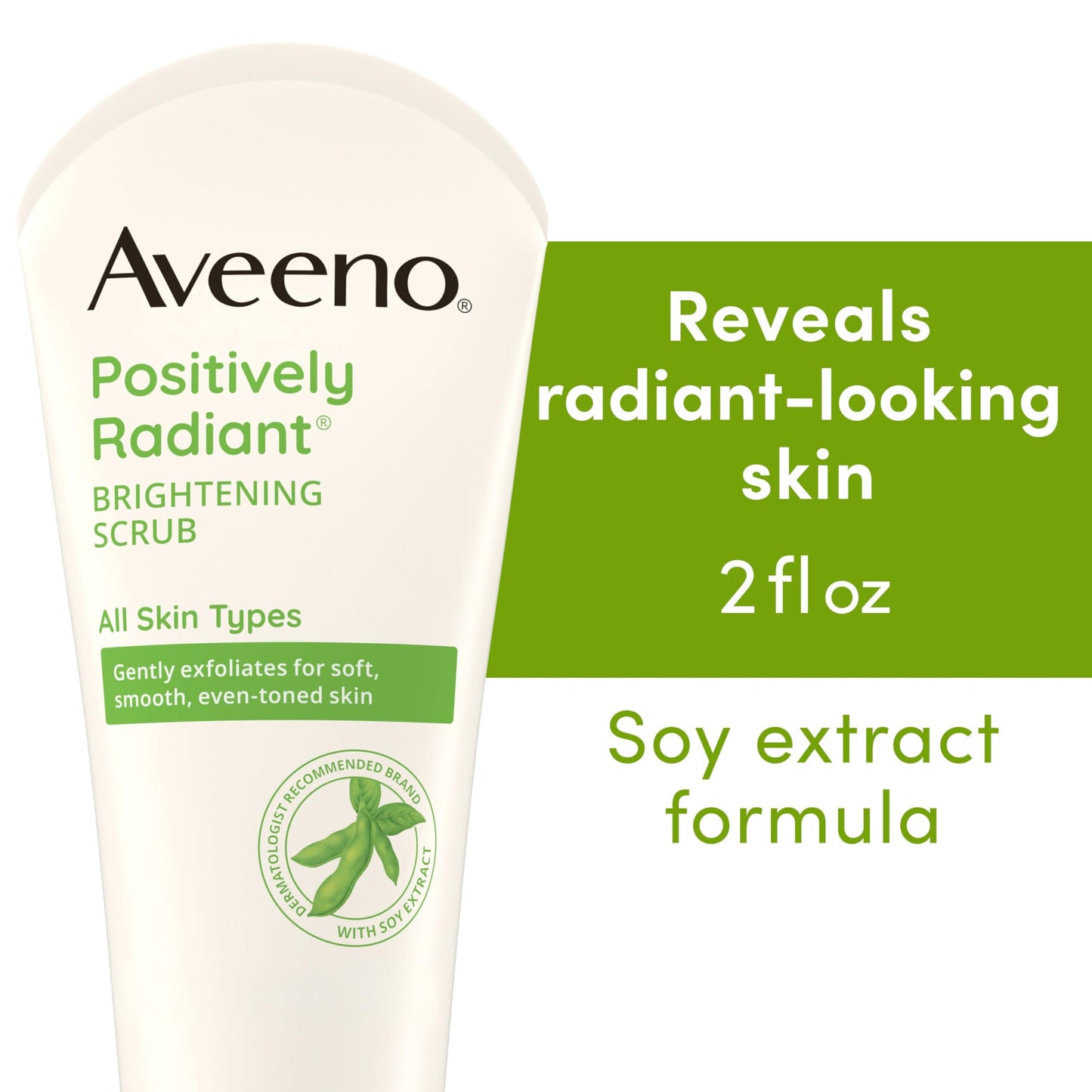Aveeno Positively Radiant Skin Brightening Exfoliating Daily Facial Scrub, Gentle with Moisture-Rich Soy Extract, Helps Improve Skin Tone & Texture, Oil- & Soap-Free, Hypoallergenic, 5 oz