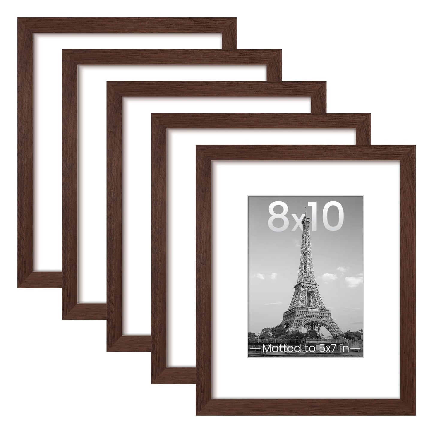 upsimples 11x14 Picture Frame Set of 5, Display Pictures 8x10 with Mat or 11x14 Without Mat, Wall Gallery Photo Frames, Black