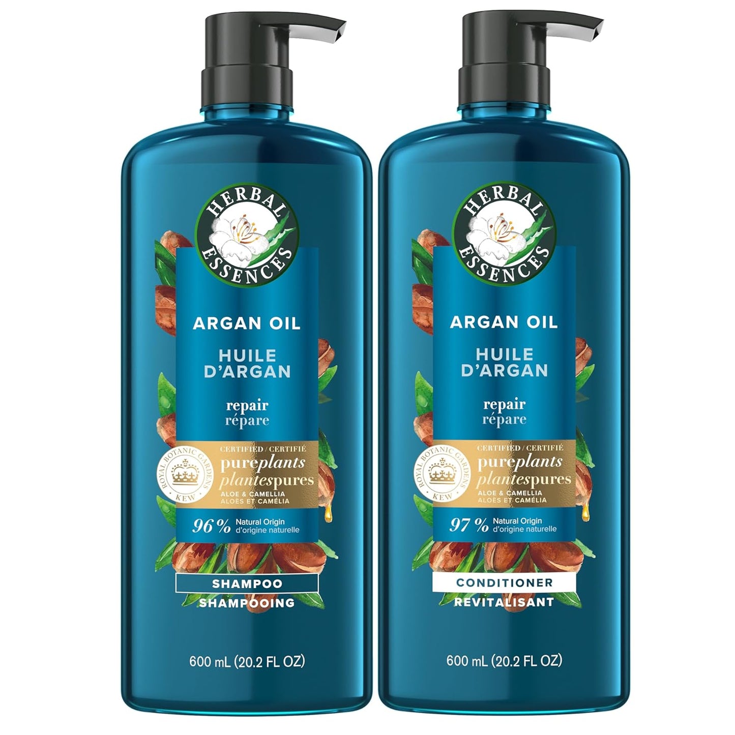 Herbal Essences Argan Oil Repair Shampoo & Conditioner Set, Moisturizes & Smoothes, Paraben-Free, Color-Safe, pH-Balanced, Citrus Scent, 20.2 Fl Oz, 2-Pack
