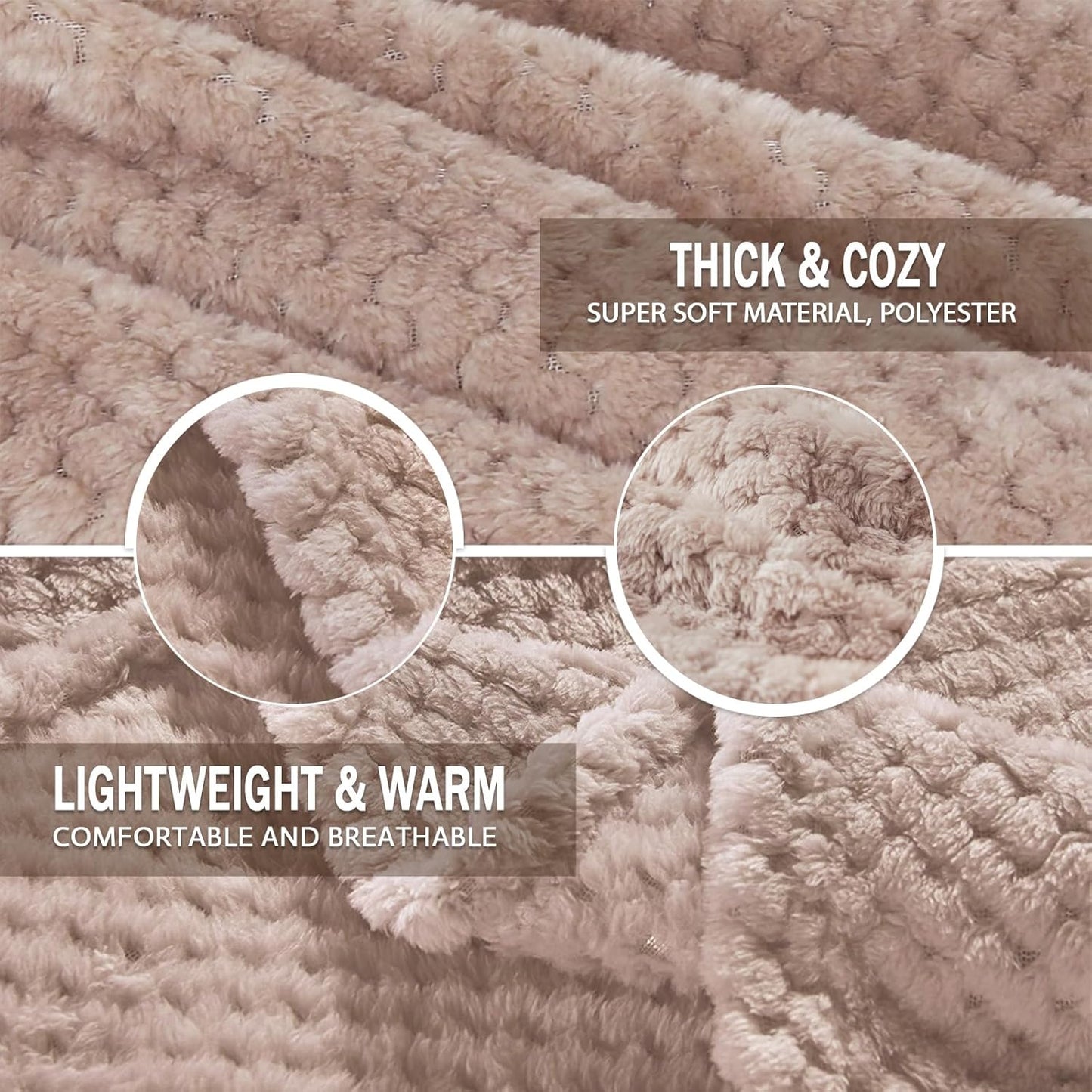Exclusivo Mezcla Fleece Throw Blanket Extra Large, Super Soft and Warm Blankets for Couch, Sofa and Bed Waffle Textured, Cozy, Fuzzy and Lightweight (Camel, 50x70 Inches)