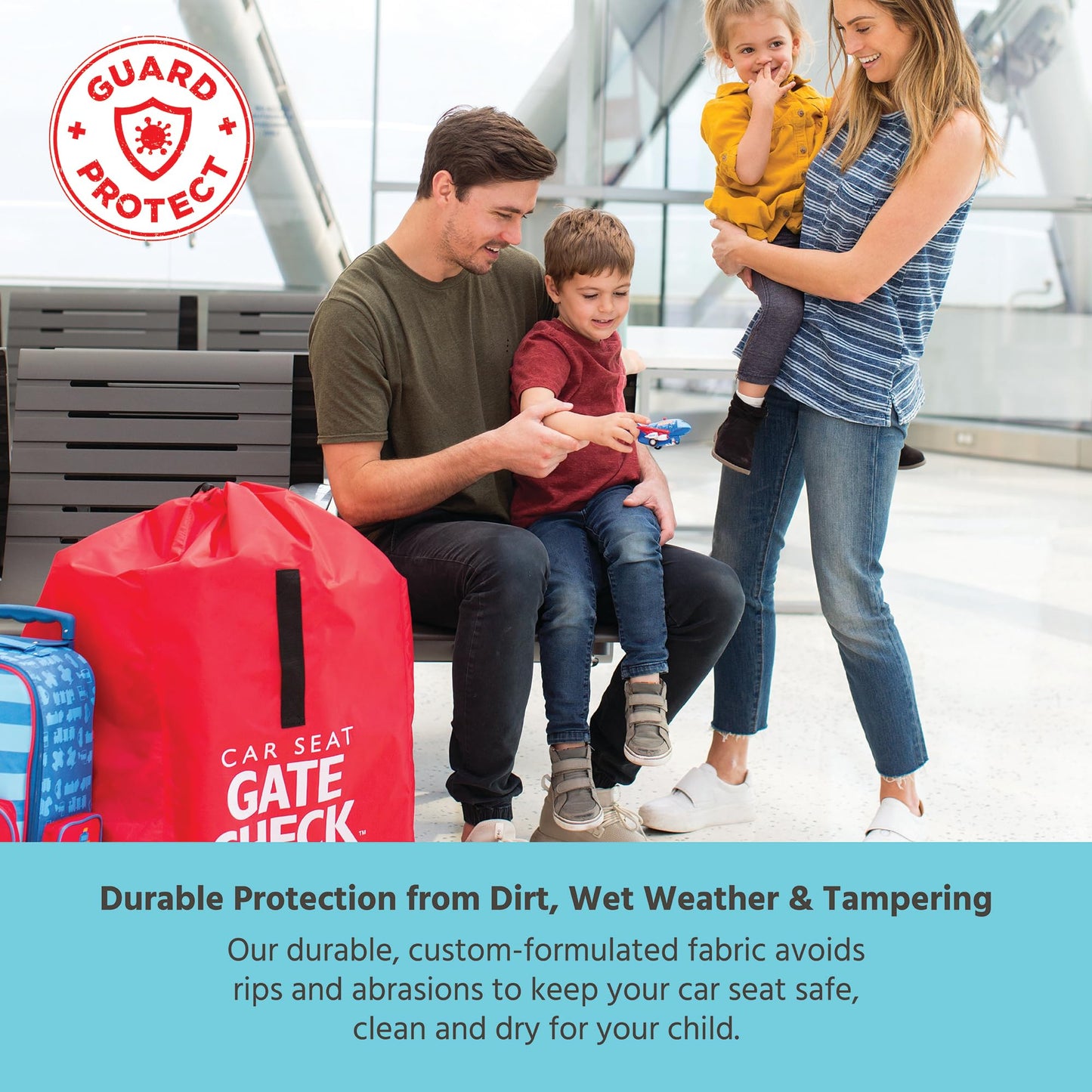 J.L. Childress Gate Check Bag for Car Seats - Travel Bag for Airplane - Includes AIRTAG Holder - Fits All Baby Car Seats, Infant Carriers & Child Booster Seats, Red