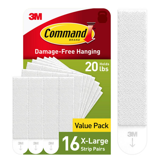 Command 20 lb XL Heavyweight Picture Hanging Strips 16 Pairs (32 Command Strips), Damage-Free Hanging Picture Hangers, Heavy Duty Wall Hanging Strips for Home Decor, White Adhesive Strips