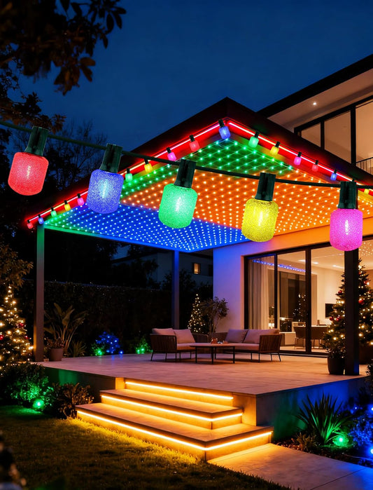 50FT Multicolor G40 LED Globe String Lights - Festive Outdoor Party Lights, Shatterproof & Weatherproof for Patio, Garden, Wedding, Porch, Cafe Decor, Connectable