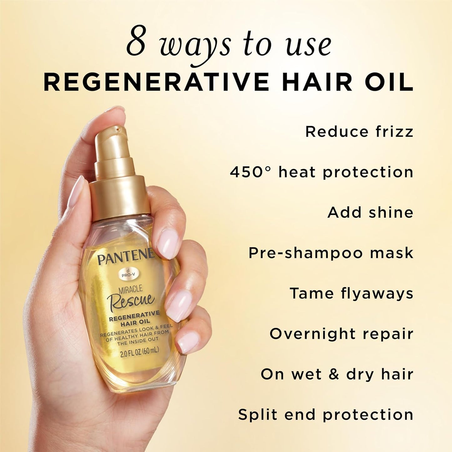 Pantene Miracle Rescue Regenerative Hair Oil - 2.0 FL Oz - Deep Repair Treatment for Dry & Damaged Hair