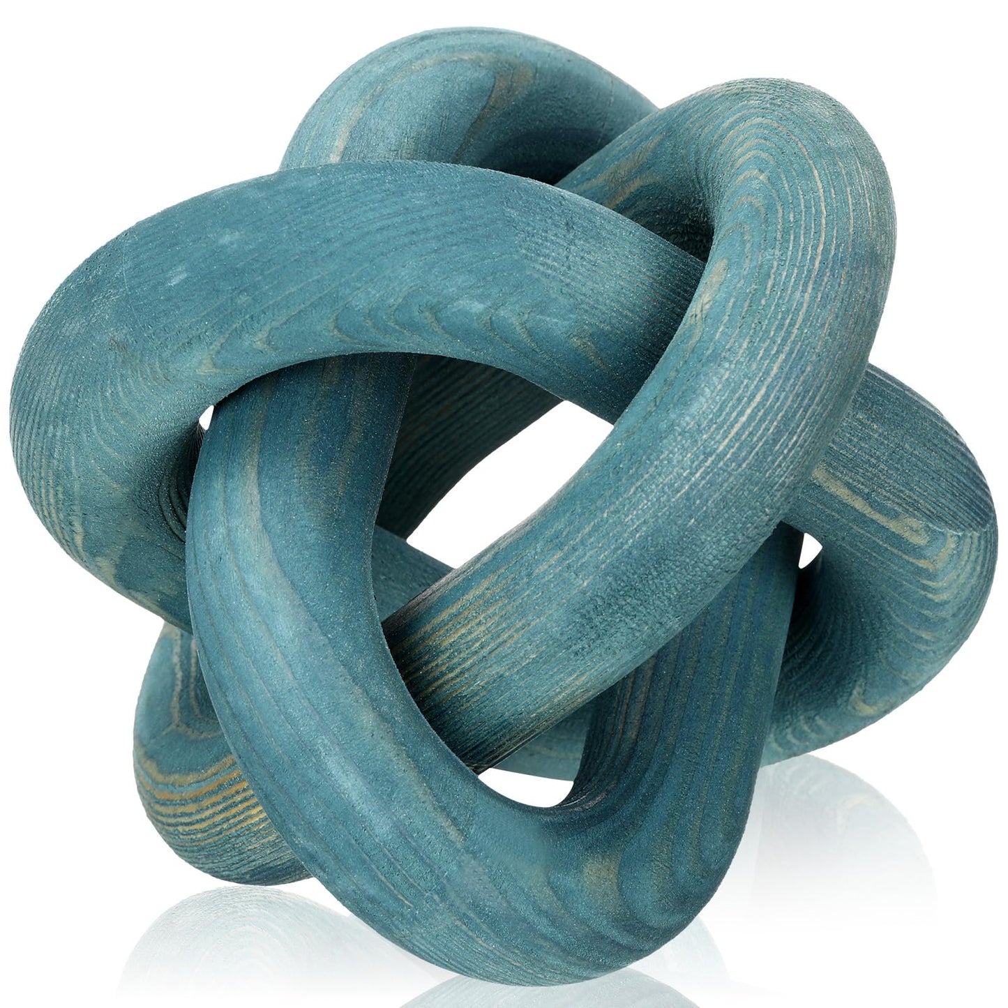 3 Link Wood Knot Decor - Hand Carved Coffee Table Decoration, Boho Chain Link Decor, Modern Shelf, Rustic Objects for Home Living Room Bedroom(White)