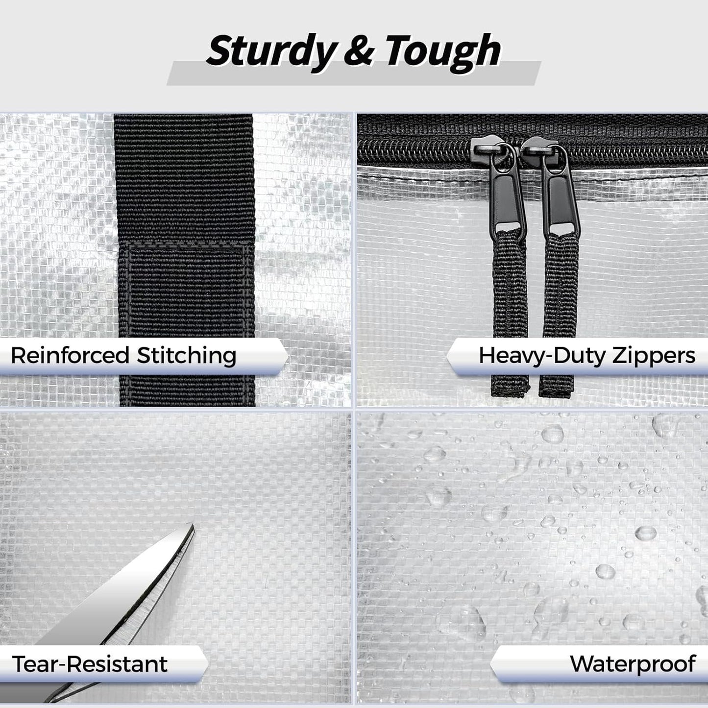 8 Pack Extra Large Heavy Duty Moving Bags, Clear Storage Bins with Lids, Reinforced Handles & Heavy-Duty Zippers Moving Boxes Storage Bags Totes for Clothes Packing, Dorms, College Supplies, Clear