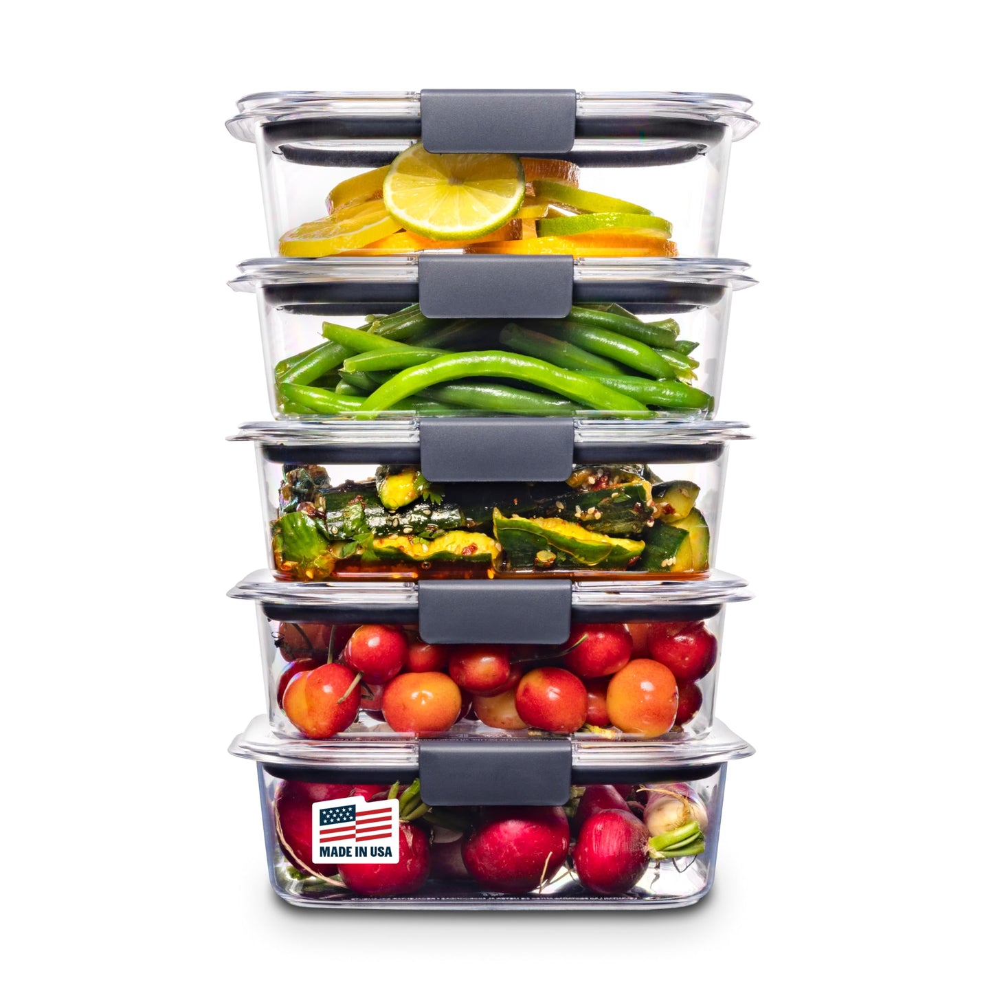 Rubbermaid Brilliance Food Storage Containers BPA Free Airtight Lids Ideal for Lunch Meal Prep & Leftovers Set of 5 (3.2 Cup)