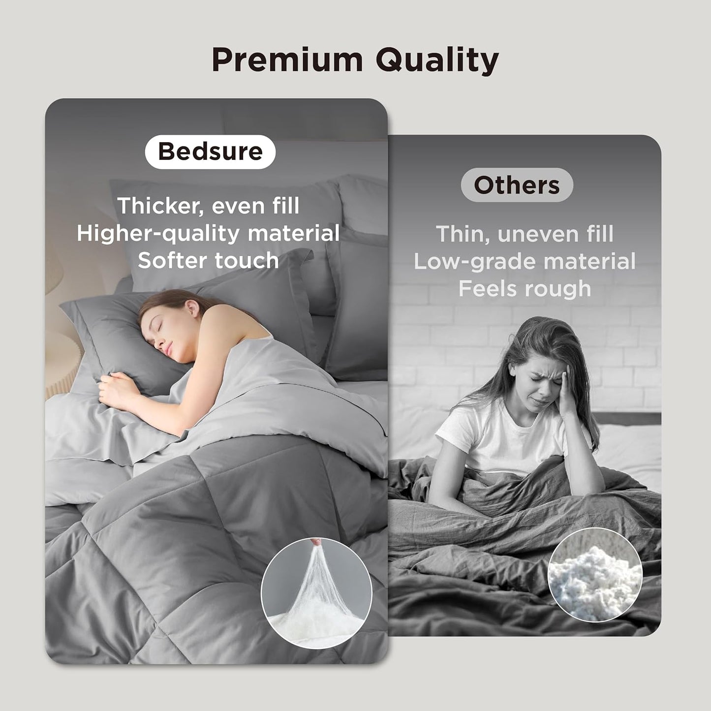 Bedsure Queen Comforter Set - 7 Pieces Reversible Grey Bedding, Queen Size Bed Set for All Seasons, Bed in a Bag with Down Alternative Comforter, Sheets, Pillowcases & Shams