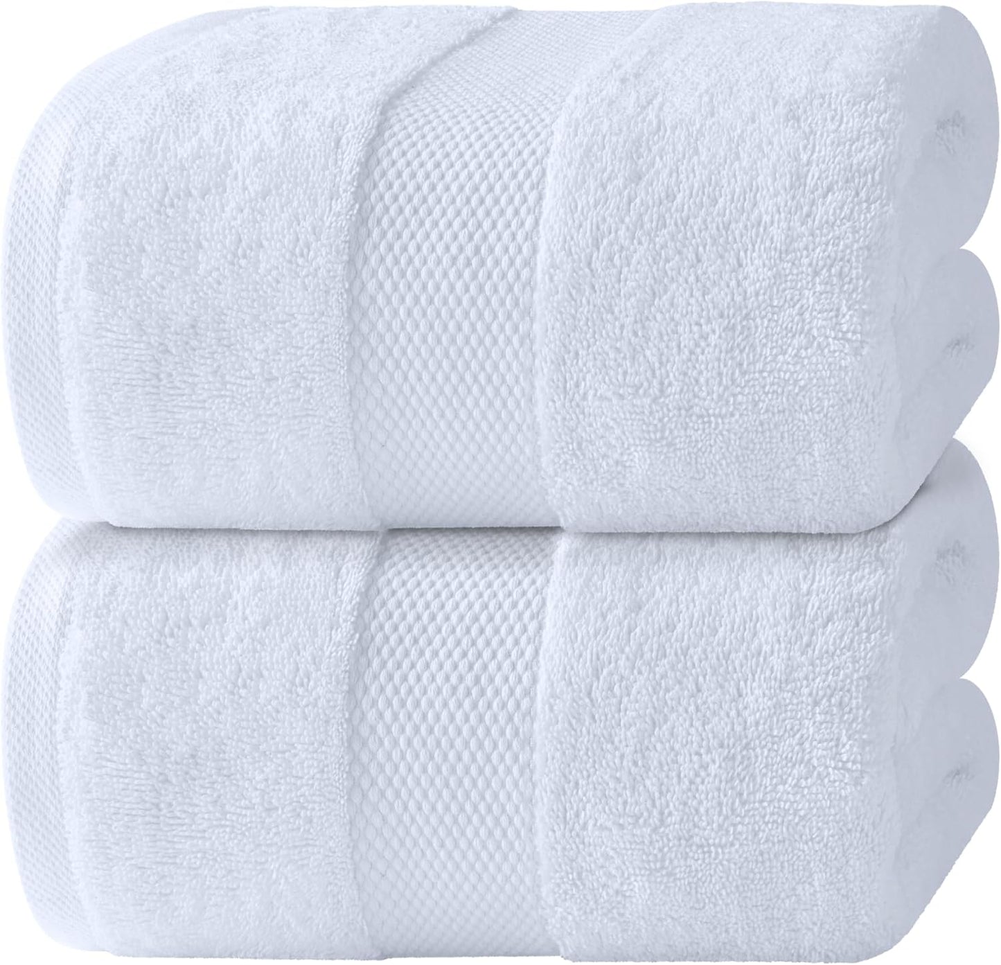 White Classic Luxury Bath Sheets Towels for Adults Extra Large 35x70 Inch - 700 GSM Turkish Cotton, Highly Absorbent | Hotel Collection | 2 Pack