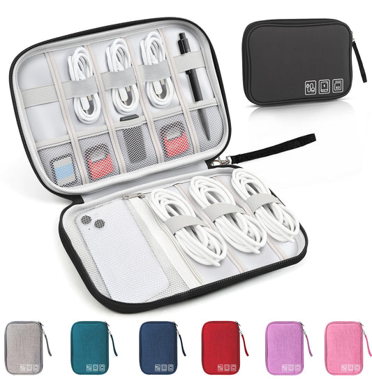 YONSEN Travel Cable Organizer Bag, Electronics Organizer Travel Case with Double Layers for Cords, Chargers, Phone, Earphones, USBs, SD Cards - Travel Essentials Portable Waterproof Tech Pouch