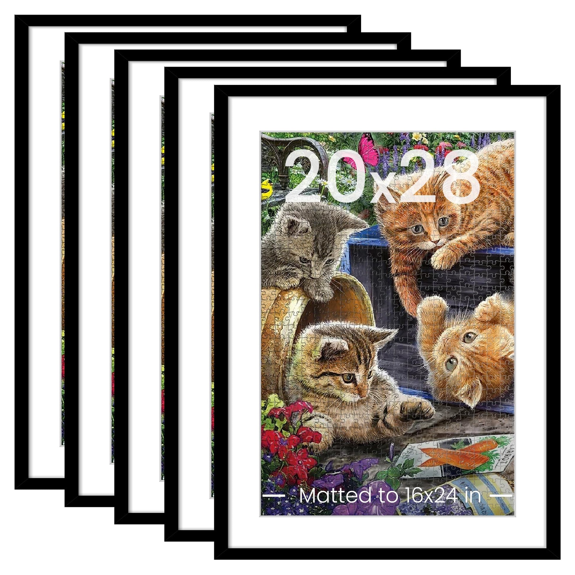 upsimples 11x14 Picture Frame Set of 5, Display Pictures 8x10 with Mat or 11x14 Without Mat, Wall Gallery Photo Frames, Black