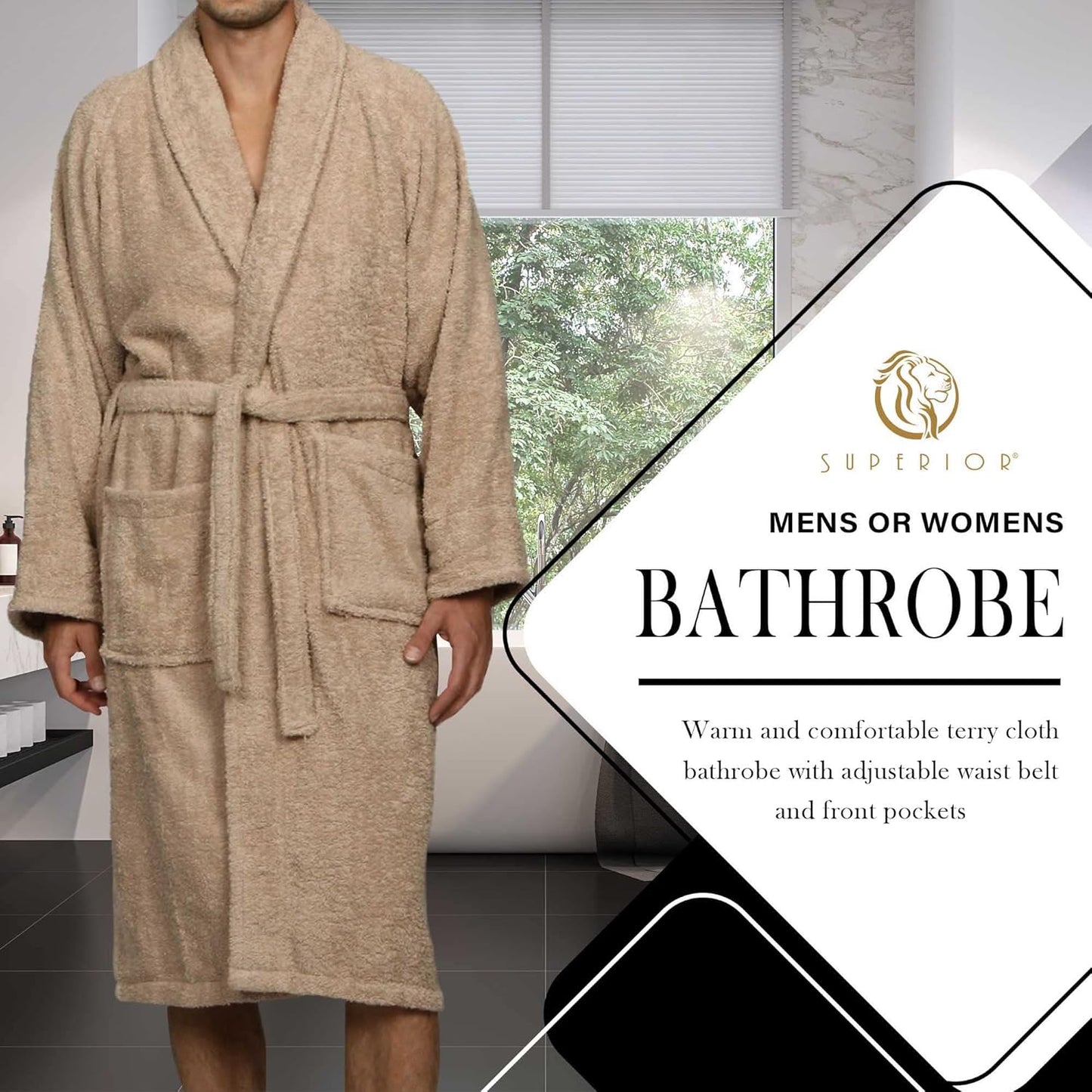 Superior Cotton Unisex Terry Robe, Soft And Absorbent Robes For Men And Women, Bathroom Accessories