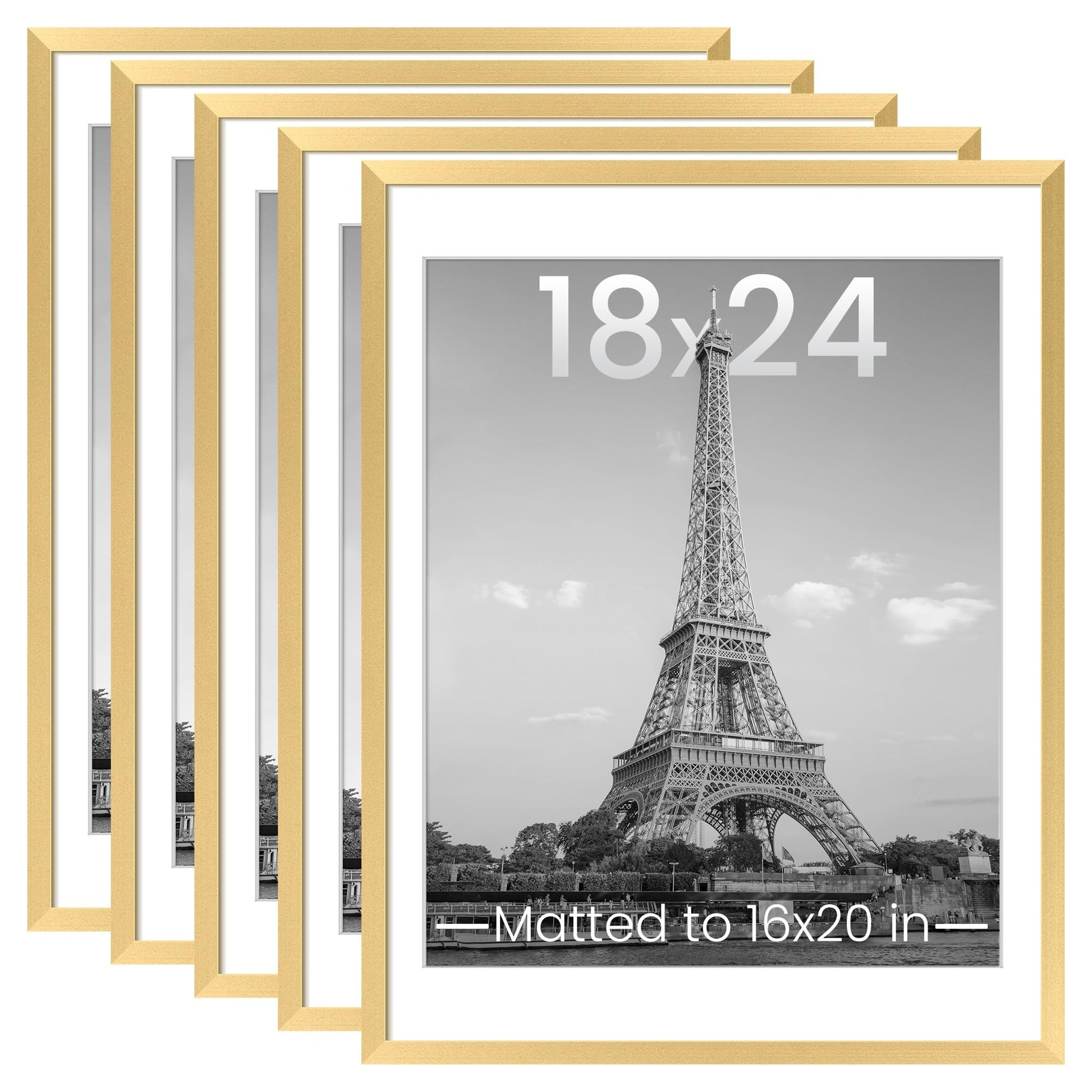 upsimples 11x14 Picture Frame Set of 5, Display Pictures 8x10 with Mat or 11x14 Without Mat, Wall Gallery Photo Frames, Black
