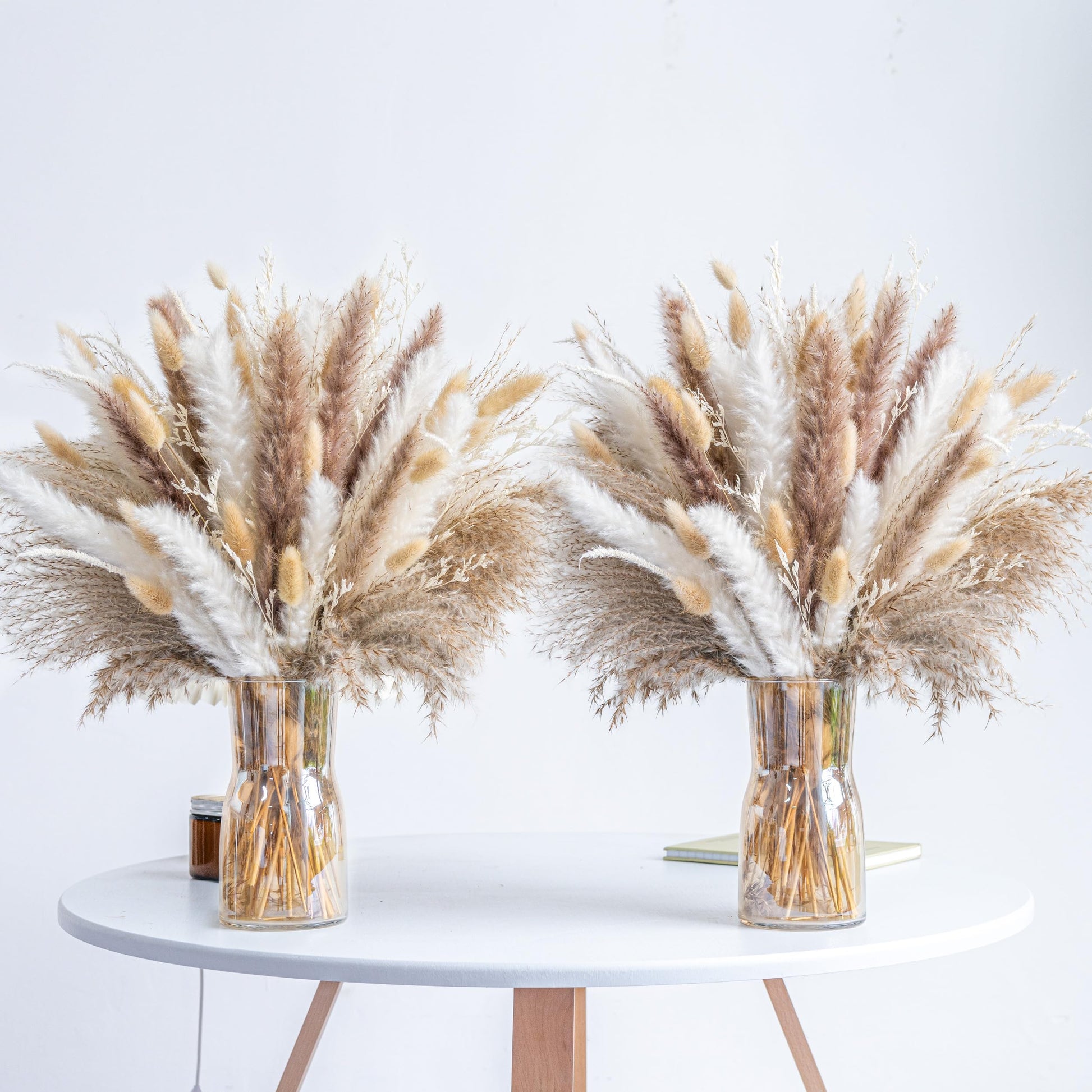 96PCS Natural Dried Pampas Grass Boho Home Decor Bouquet Phragmites Dried Flowers Bouquet for Wedding Floral Arrangements Home Decorations (96PCS)